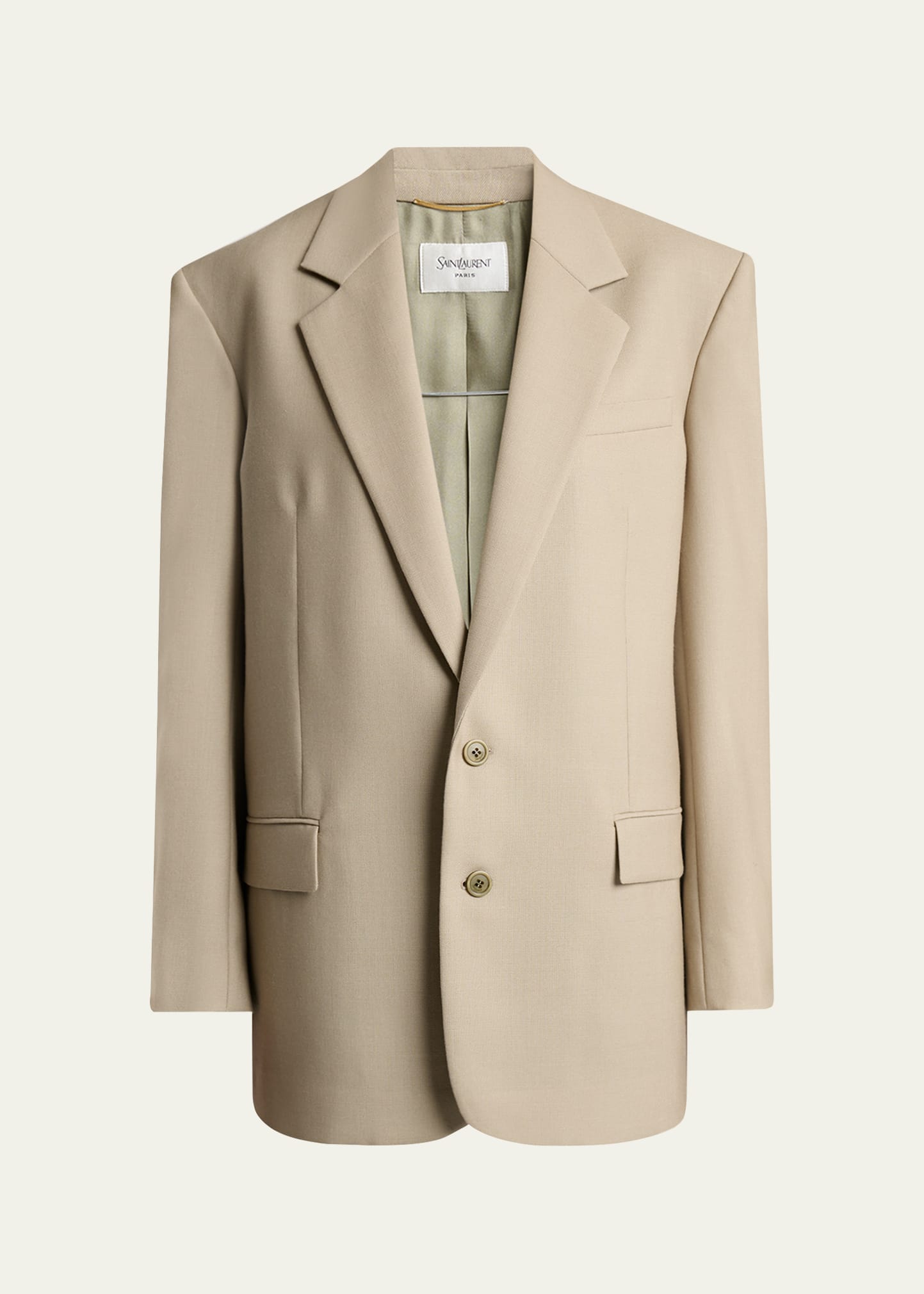Saint Laurent Single-Breasted Oversized Wool-Silk Blazer Jacket