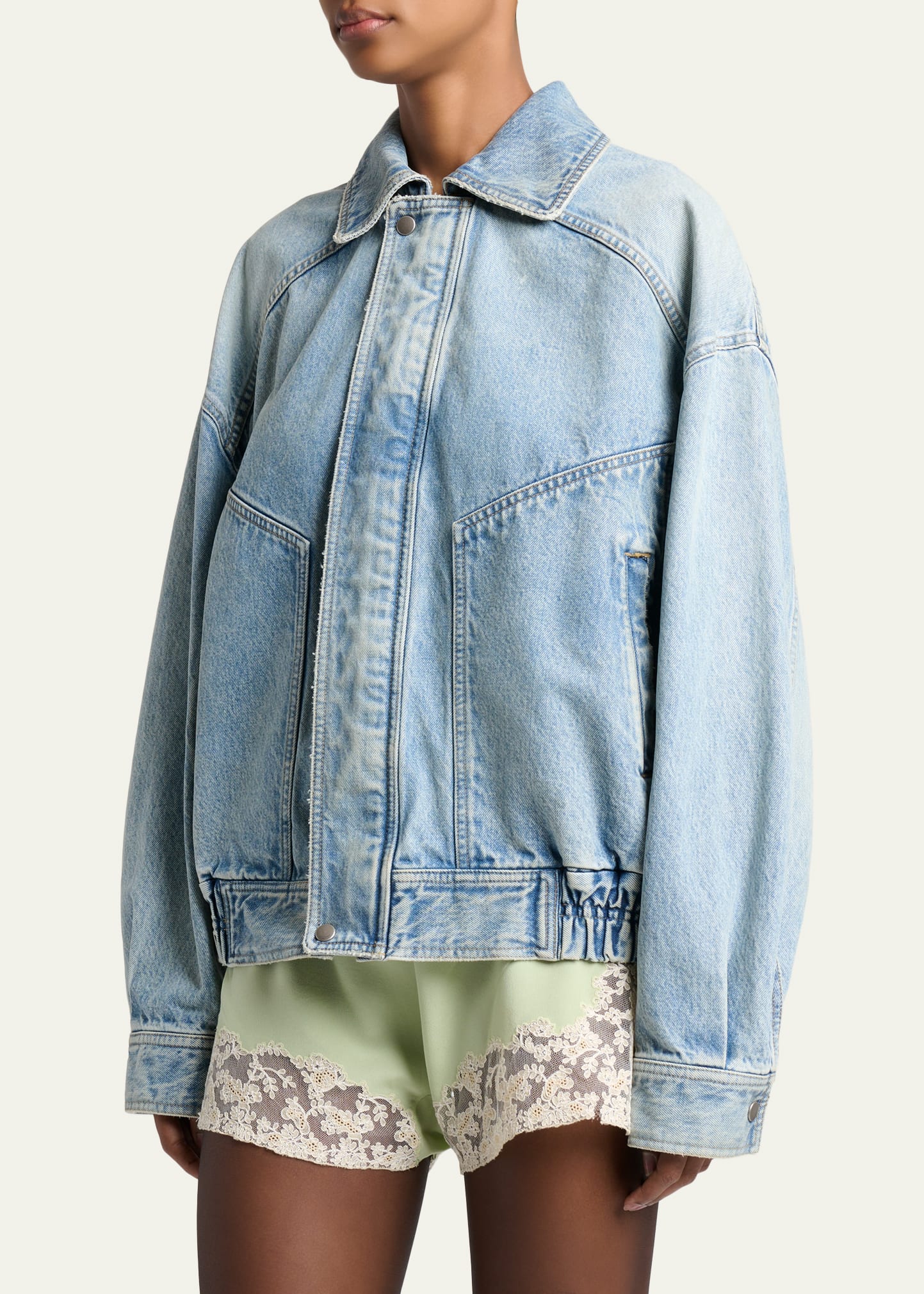 Saint Laurent Oversized Denim Zip Shirt Jacket - Bergdorf Goodman