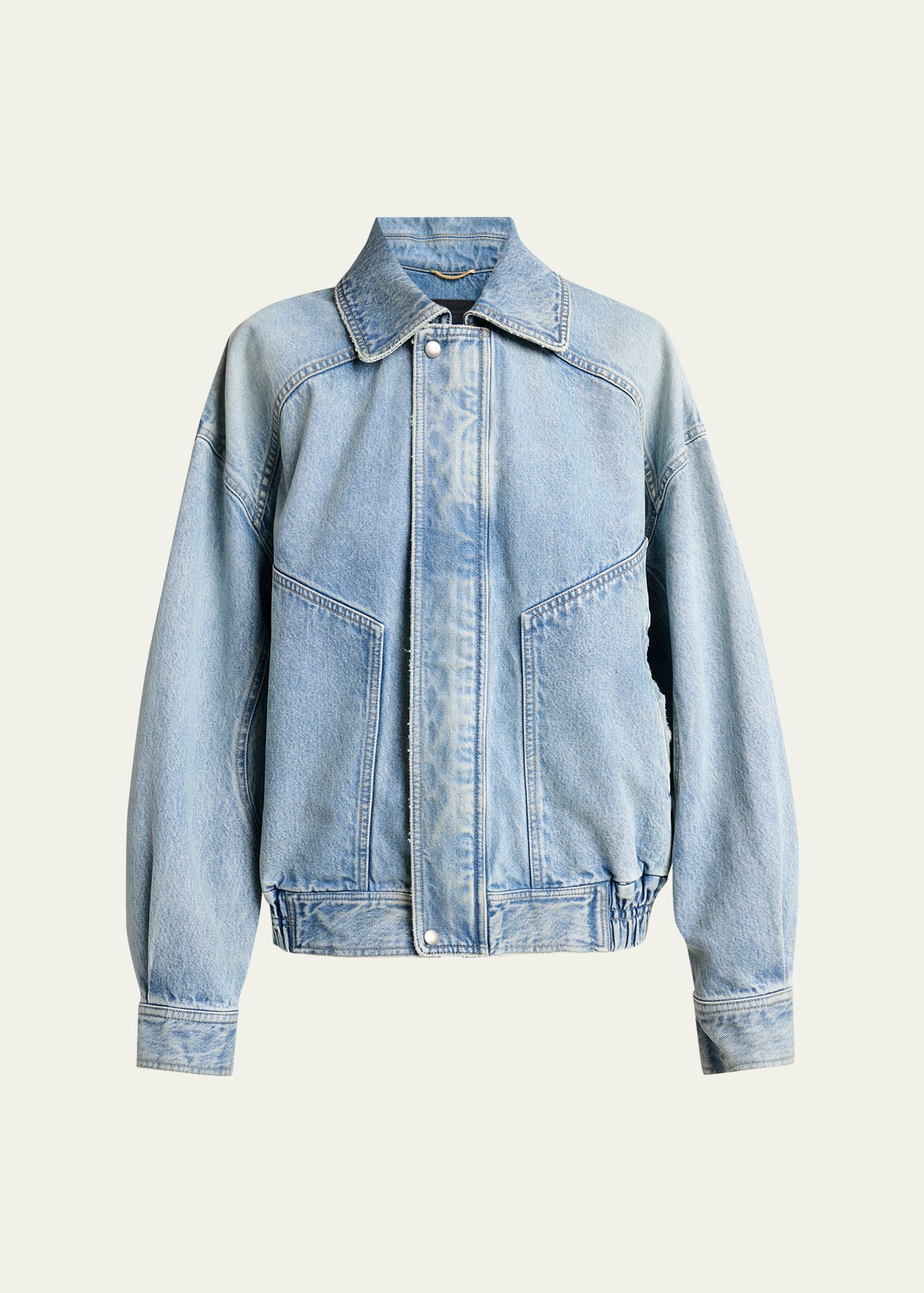 Saint Laurent Oversized Denim Zip Shirt Jacket - Bergdorf Goodman