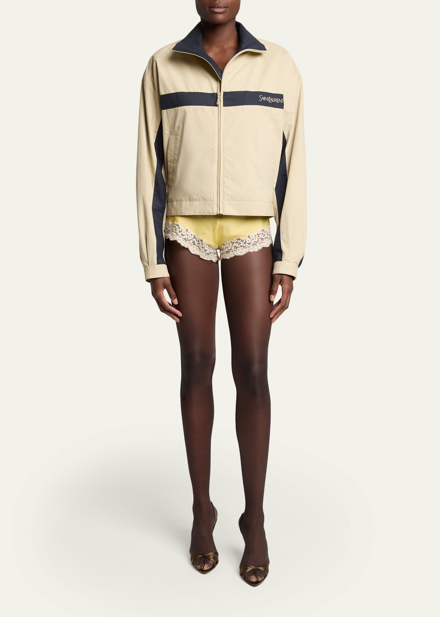 Saint Laurent Toile Vintage Striped Zip Jacket - Bergdorf Goodman