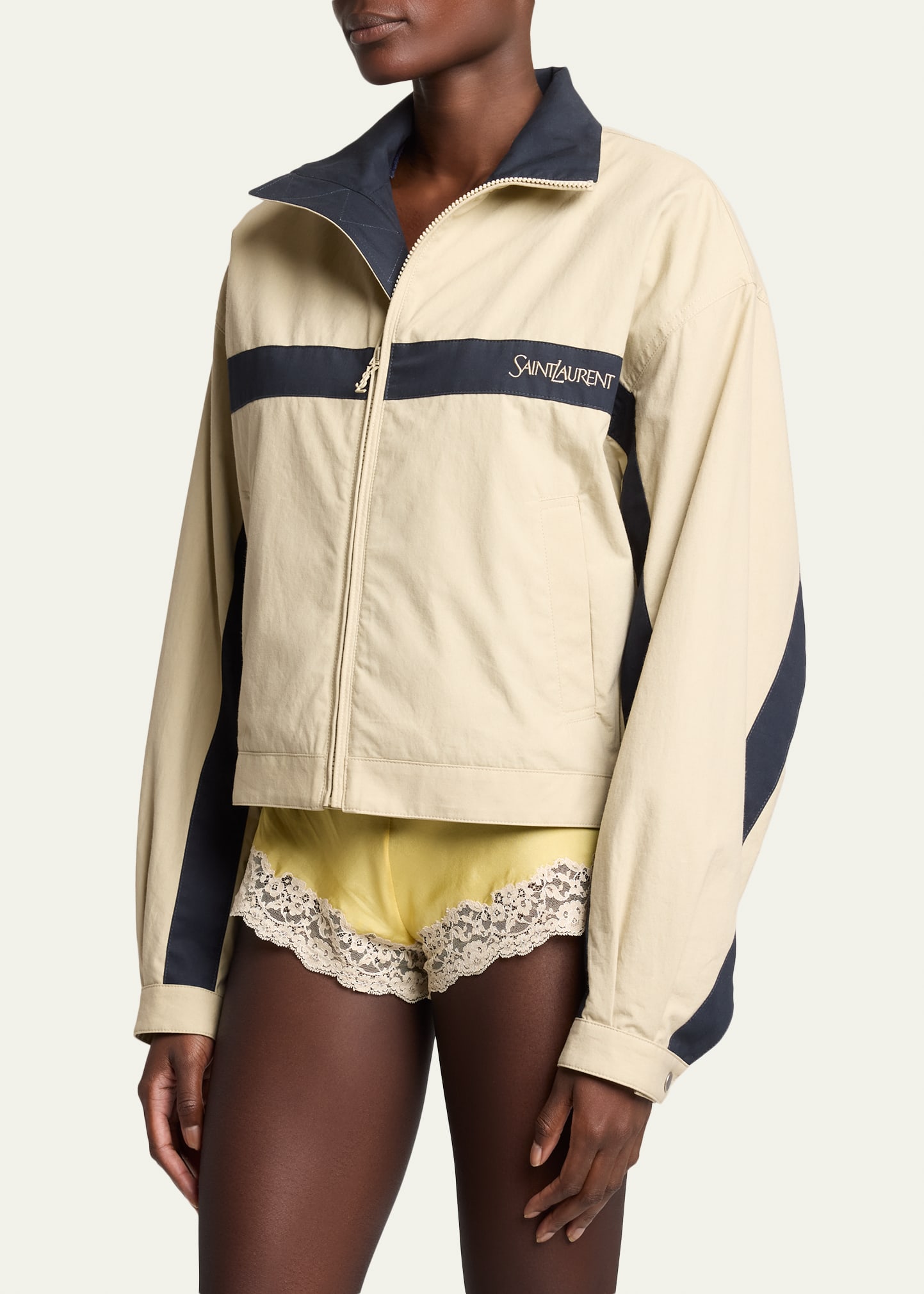 サンローラン コットンジャケット SAINT LAURENT jacket in cotton in Beige | Saint Laurent | YSL EN-US