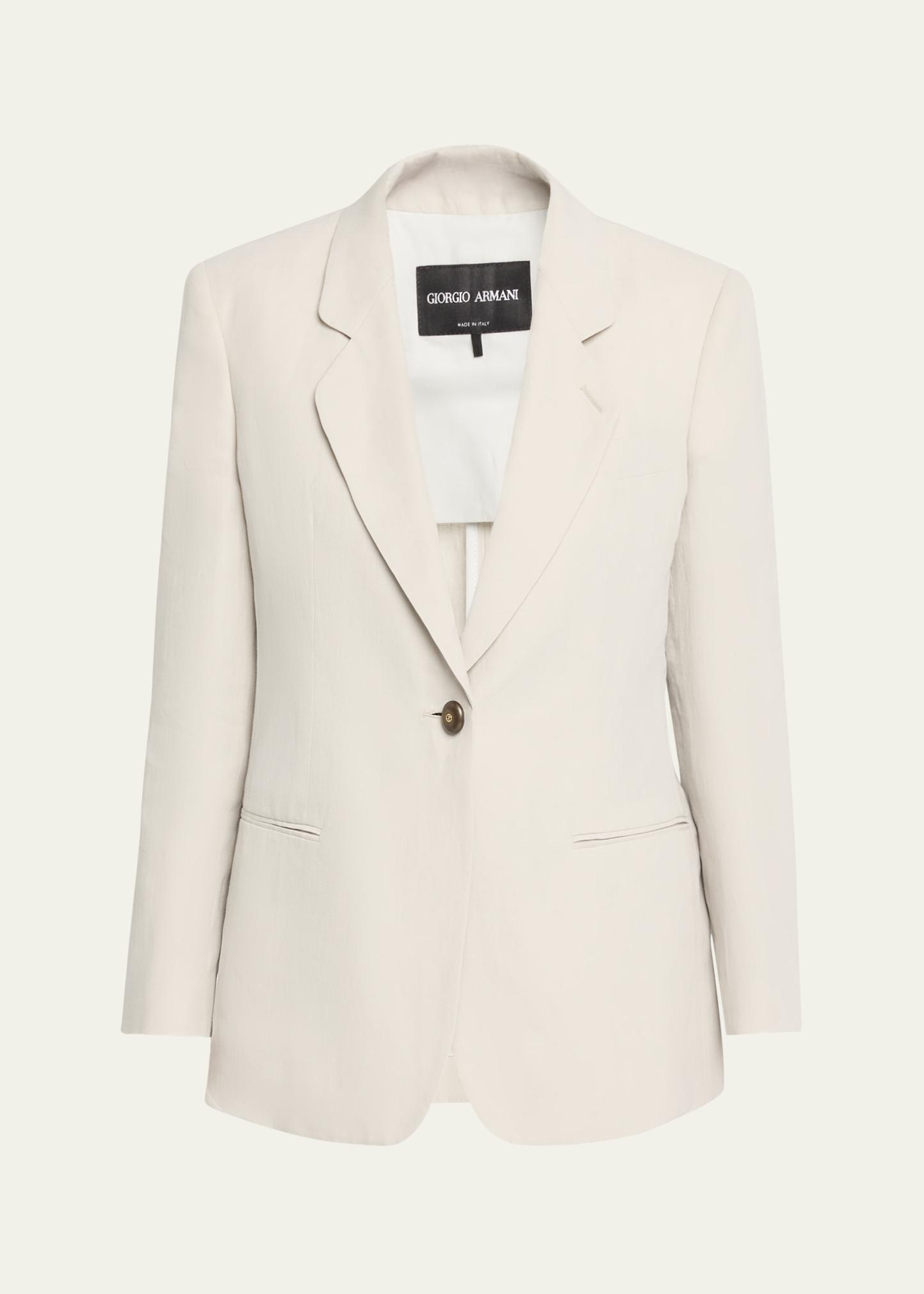 Giorgio Armani Linen Single-Breasted Blazer Jacket - Bergdorf Goodman
