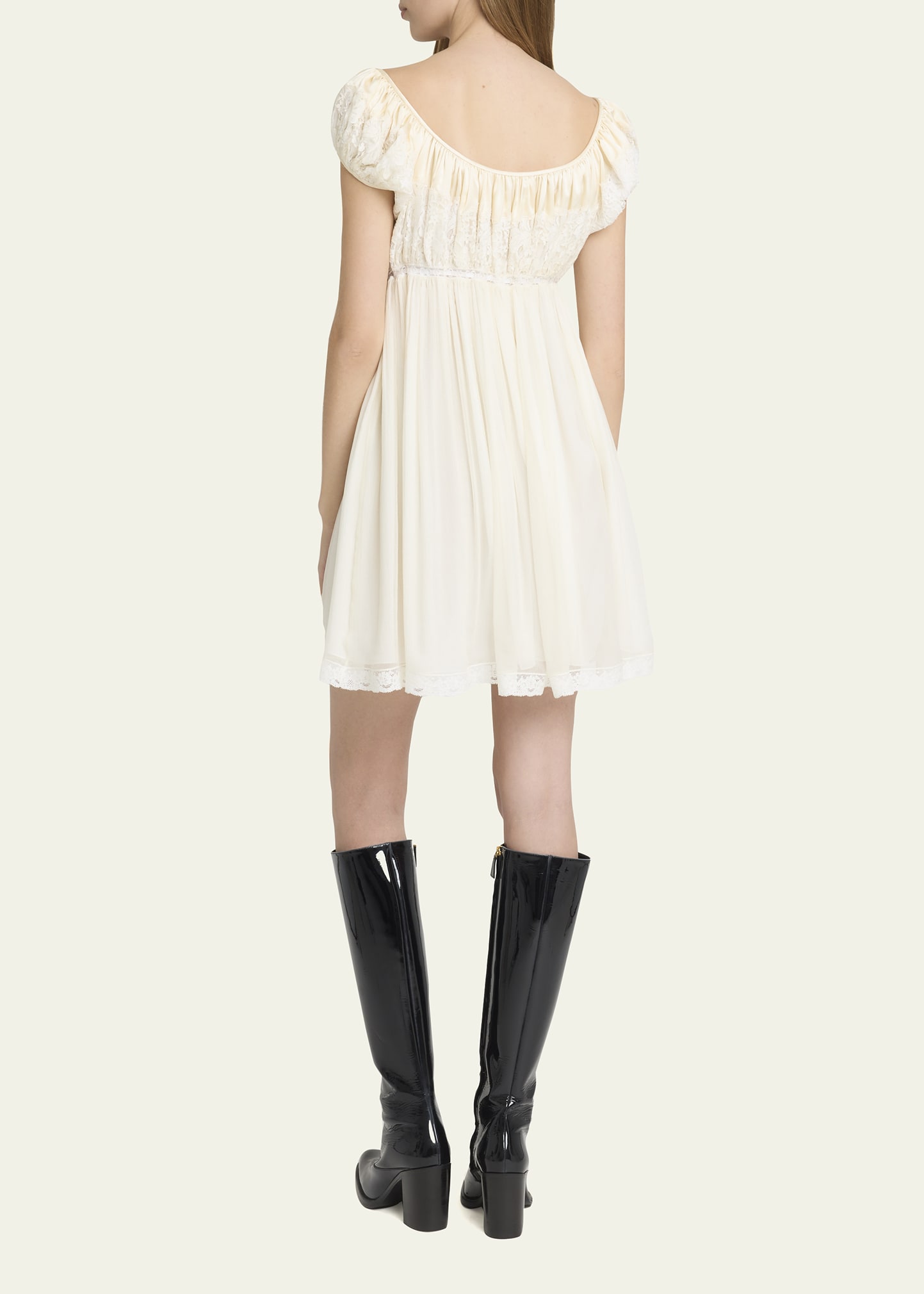 pleated mini dress in silk mousseline chloe Pleated Mini Dress In Silk Mousseline In Multi