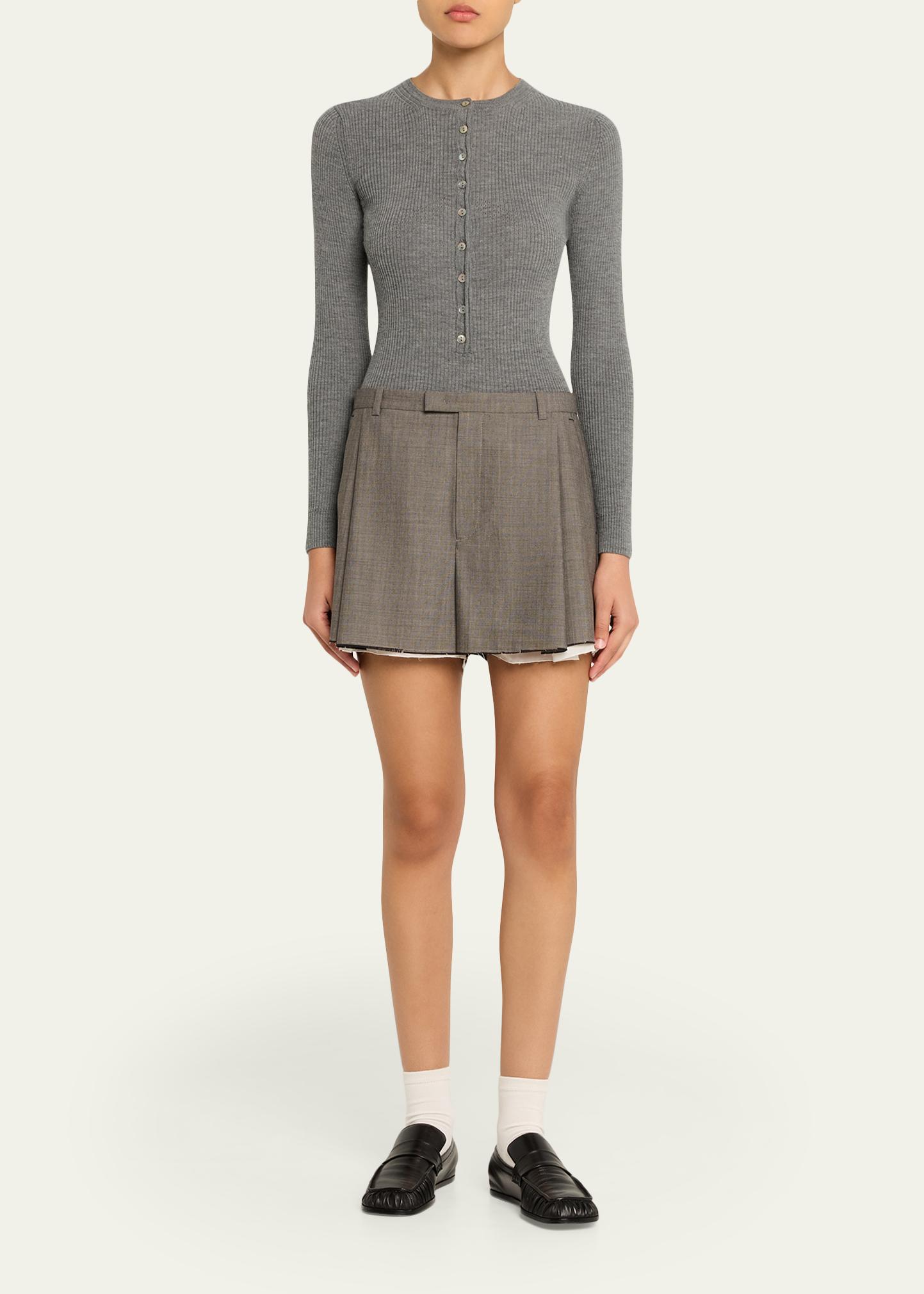 NACKIYE Insider Wool Rib Henley Top - Bergdorf Goodman