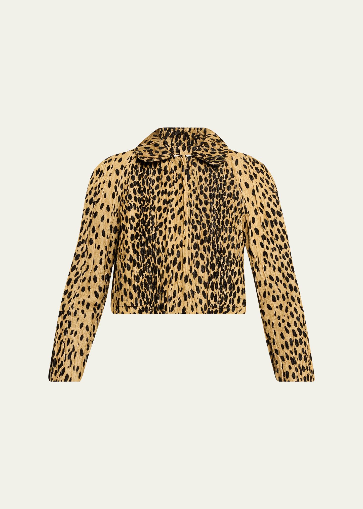 NACKIYE Pixie Cheetah-Print Velvet Crop Jacket - Bergdorf Goodman