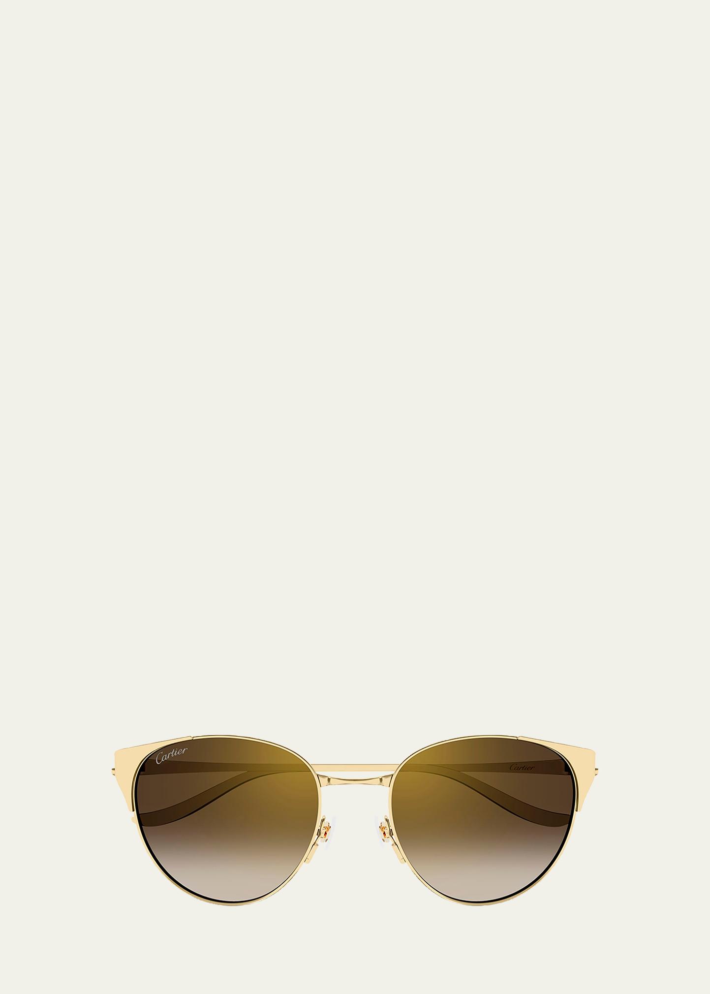Cartier Panthère Metal Cat-Eye Abstract Sunglasses in Smooth Gold Cartier Panthère de Cartier 53mm Cat-Eye Sunglasses  main image 4