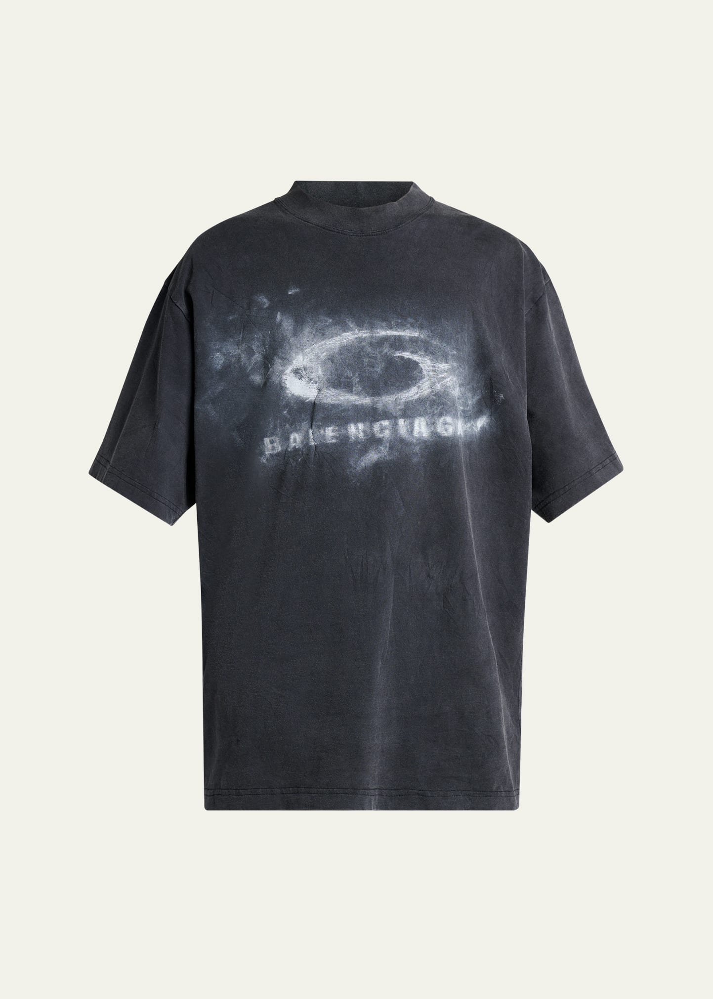 Balenciaga Men's Washed Jersey Chalk Logo T-Shirt - Bergdorf Goodman