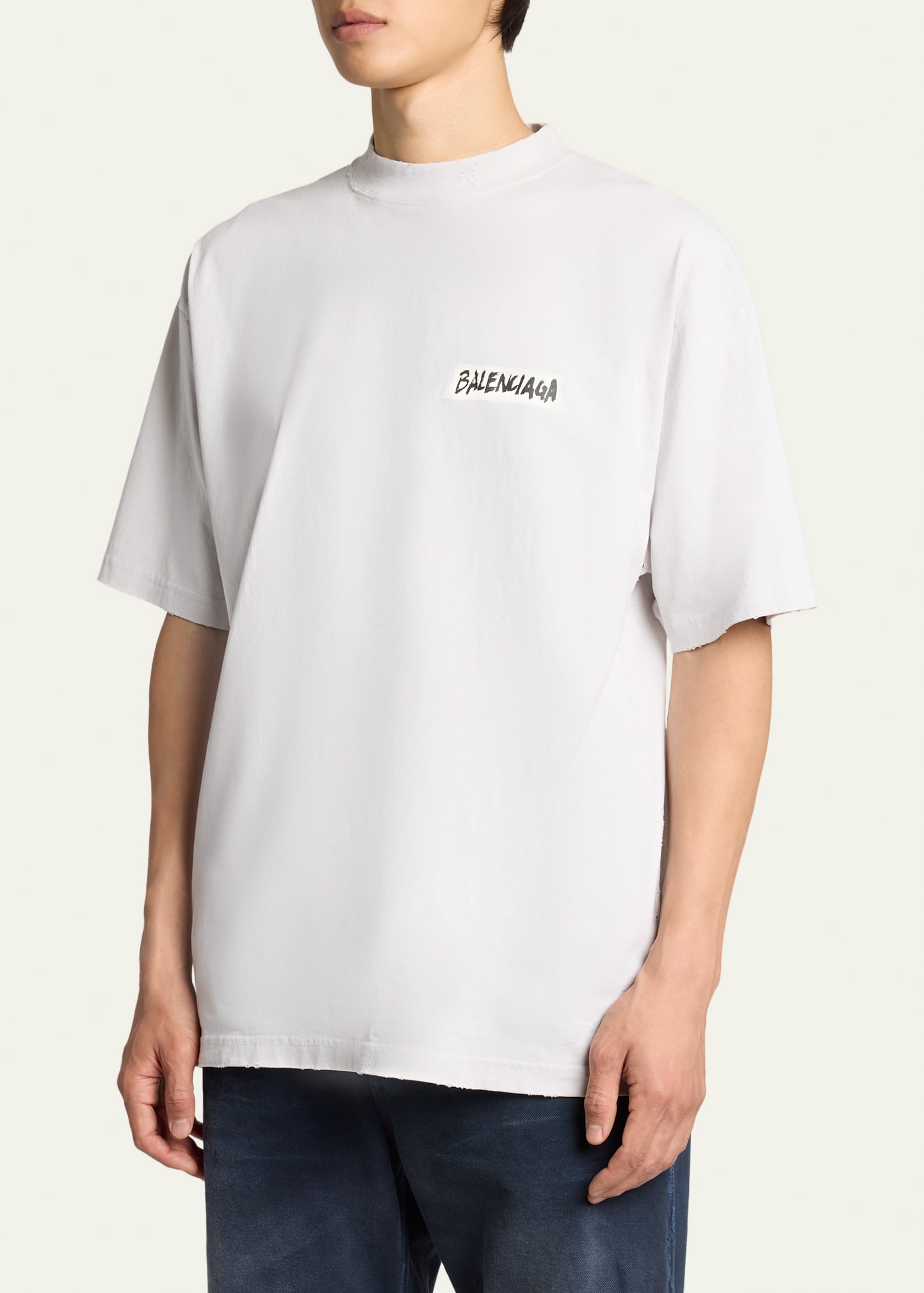 Balenciaga Men's Jersey Masking Tape Logo T-Shirt - Bergdorf Goodman
