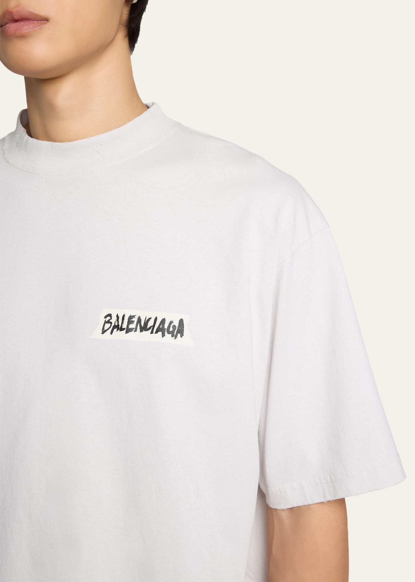 Balenciaga Men's Jersey Masking Tape Logo T-Shirt - Bergdorf Goodman