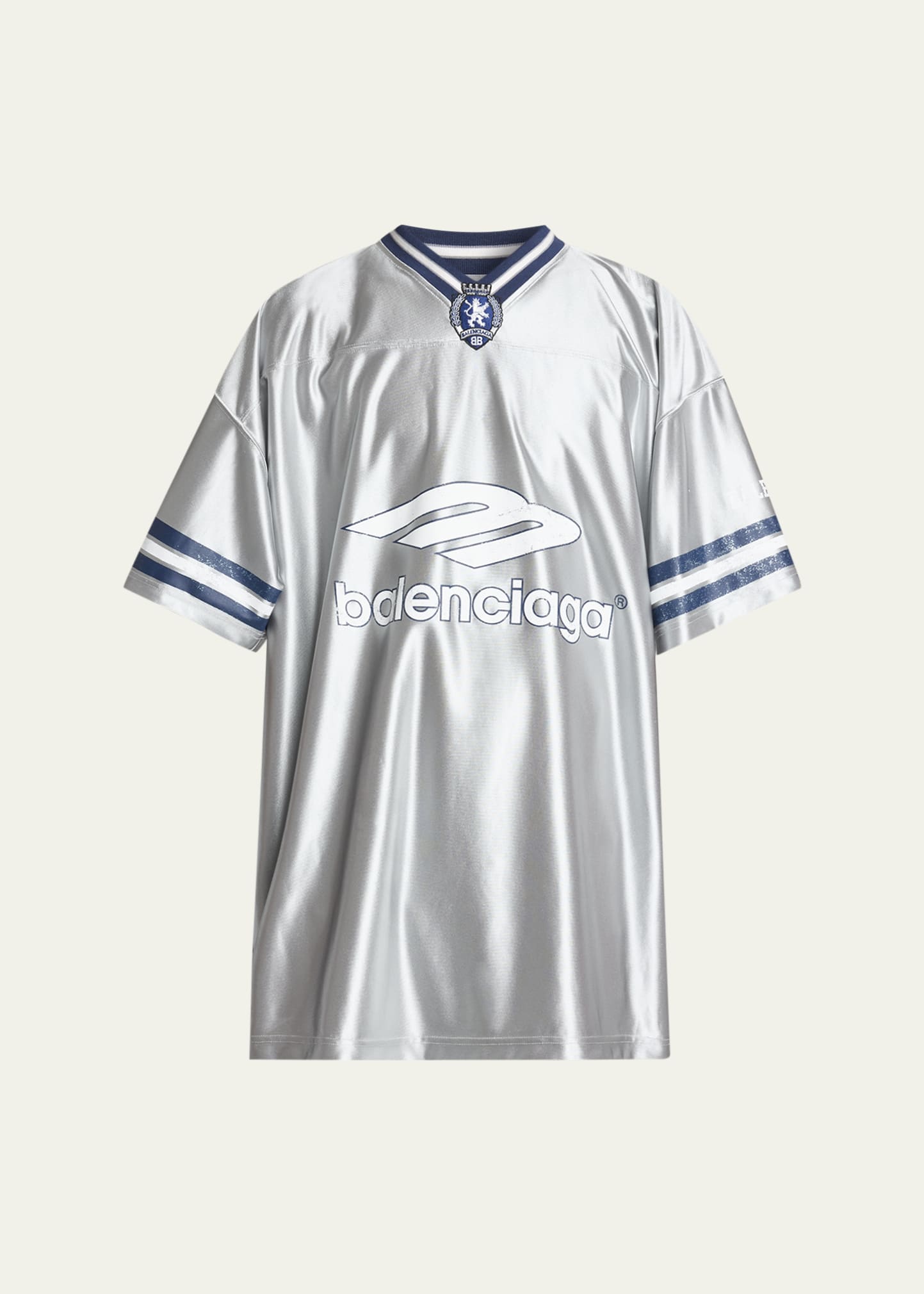 Balenciaga Men's Shiny 3B Football V-Neck T-Shirt - Bergdorf Goodman