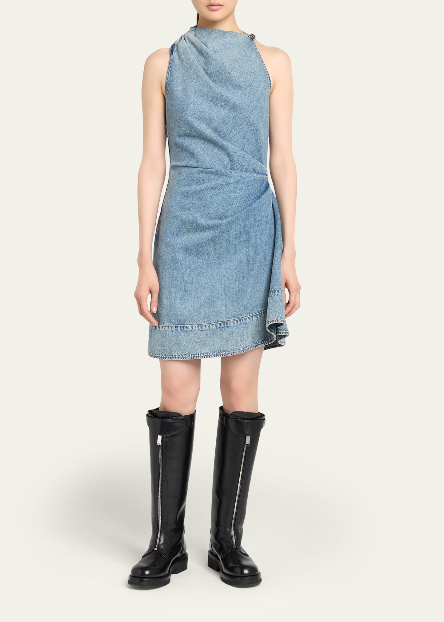 ralph lauren denim halter dress Polo Ralph Lauren Halterneck Denim Midi Dress - Blue