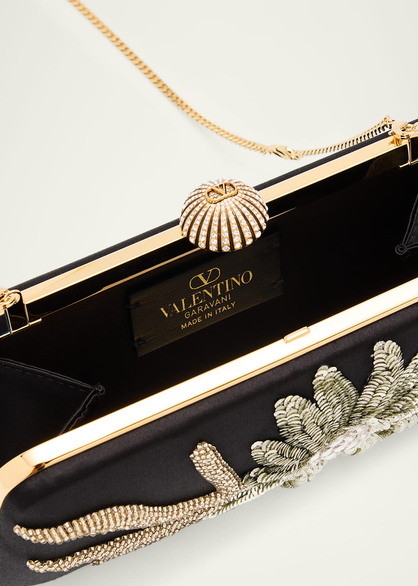Valentino Garavani Carry Secrets Sequin Floral Satin Clutch Bag