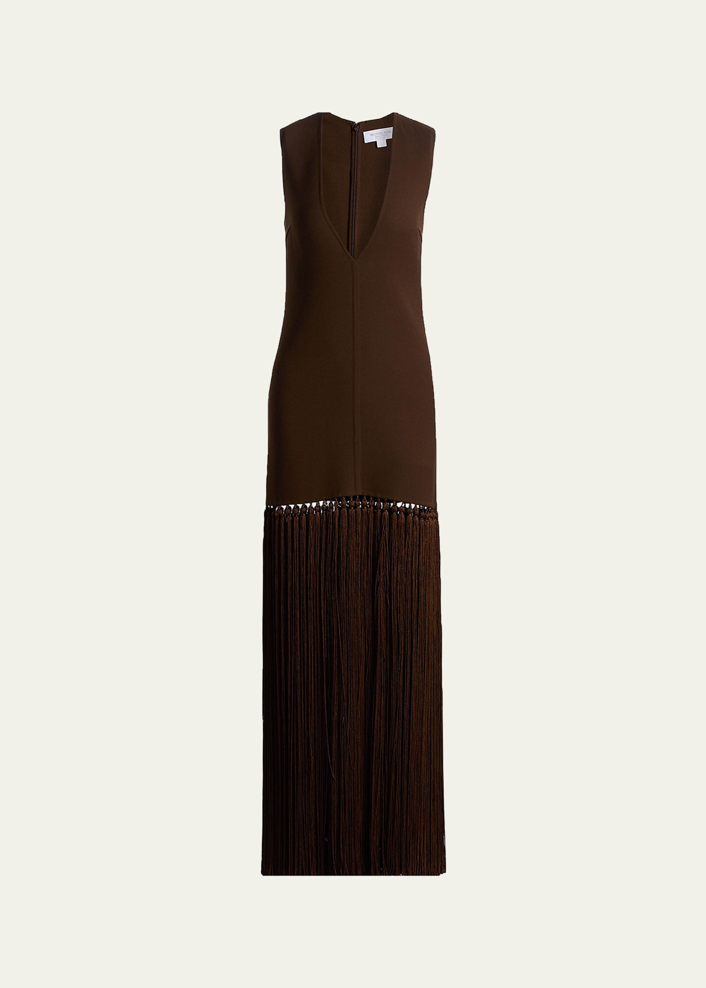 Michael Kors Collection Women's Tassel-Fringe Wool Maxi Dress - Espresso - Size 8