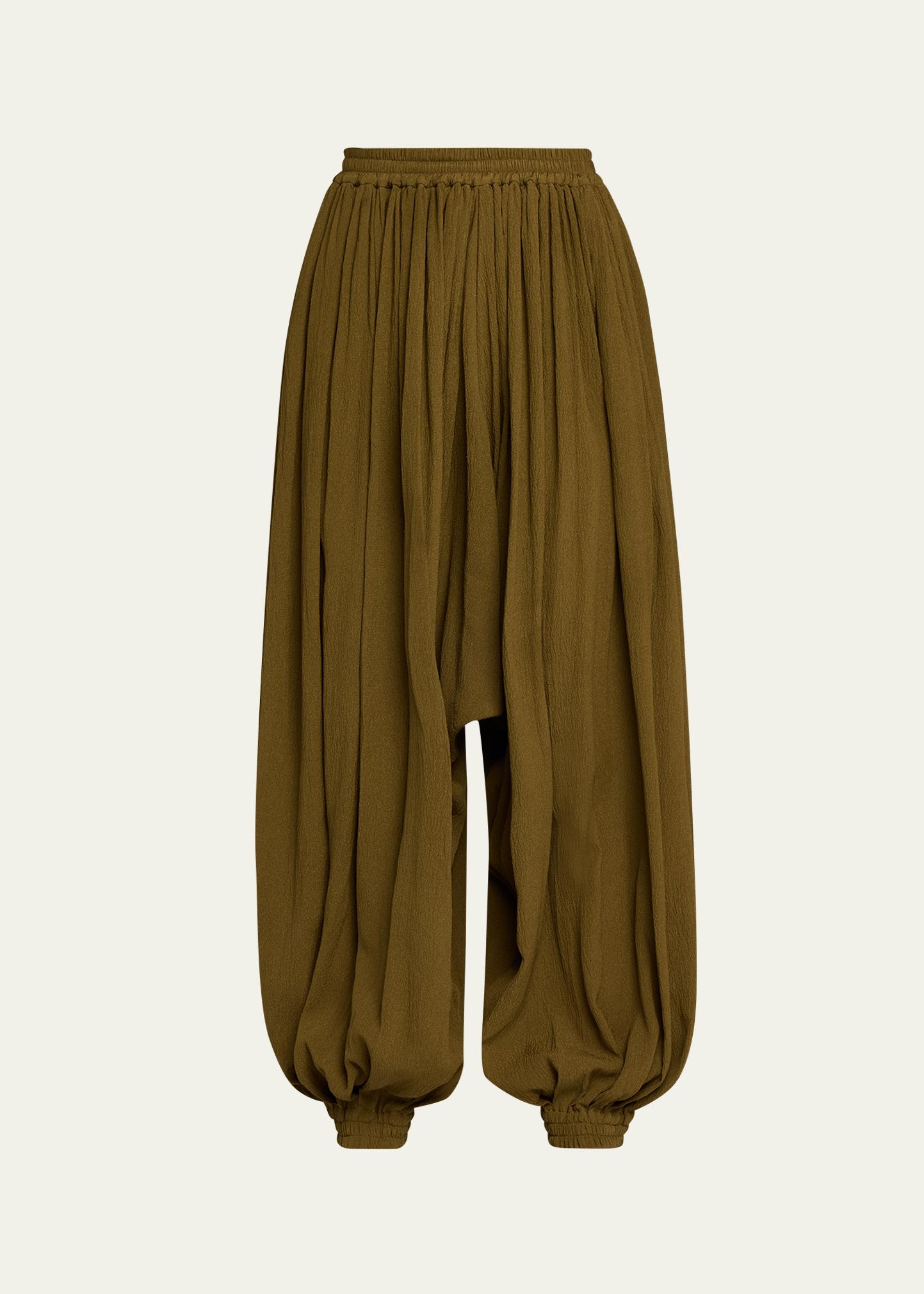 Michael Kors Collection Ruched Silk Seersucker Balloon Pants 