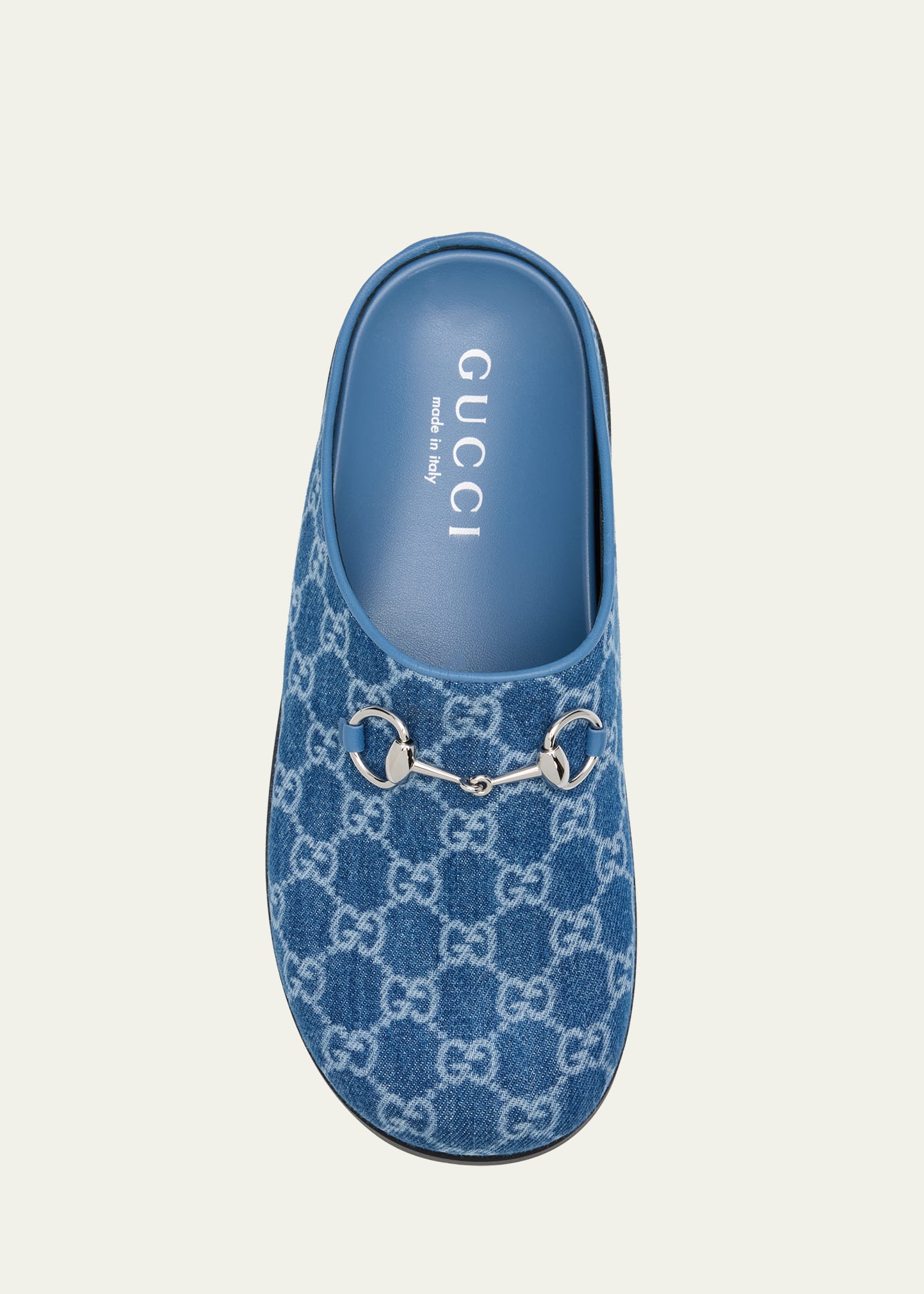 Gucci GG Denim Mules with Horsebit - Bergdorf Goodman