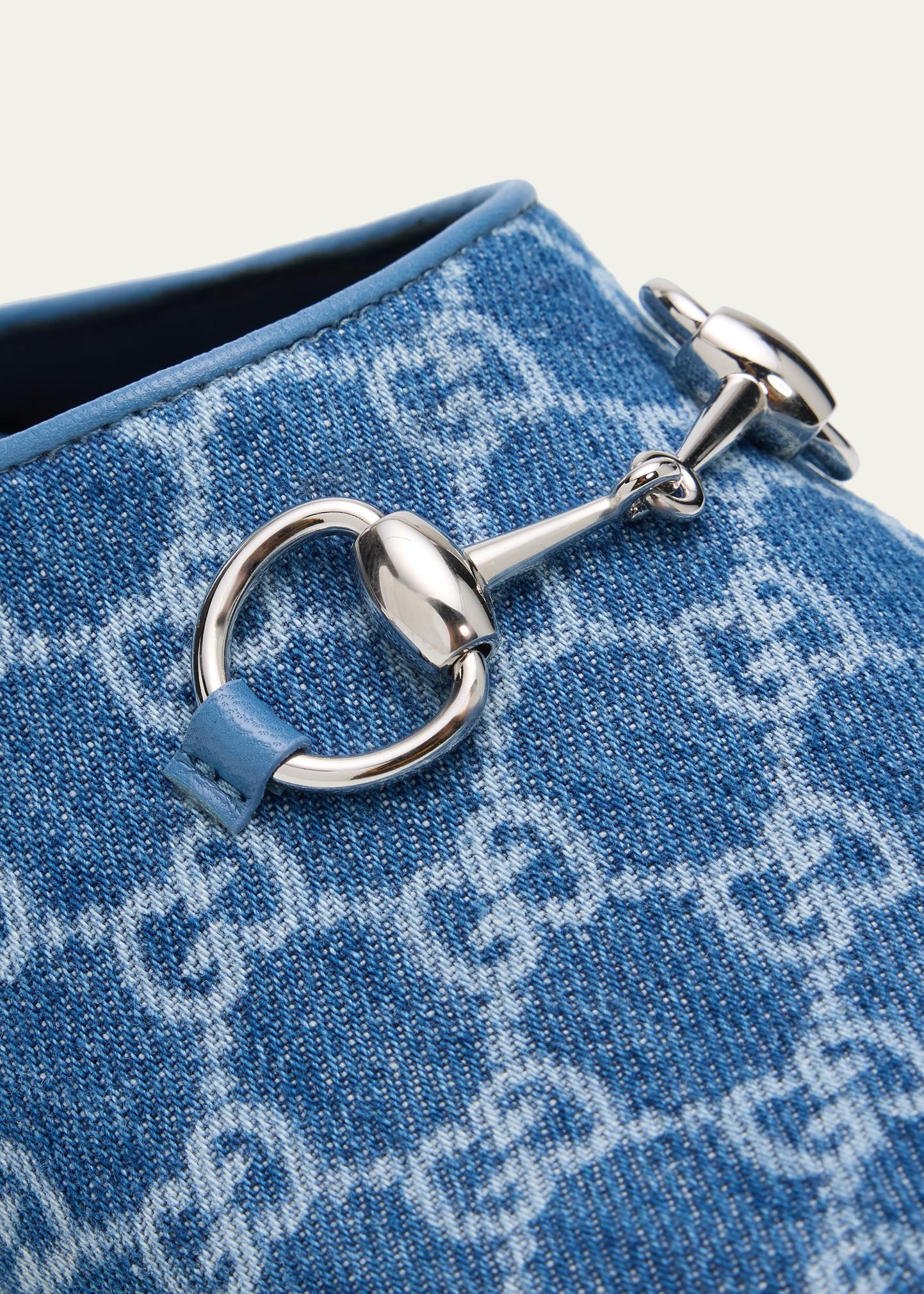 Gucci GG Denim Mules with Horsebit - Bergdorf Goodman