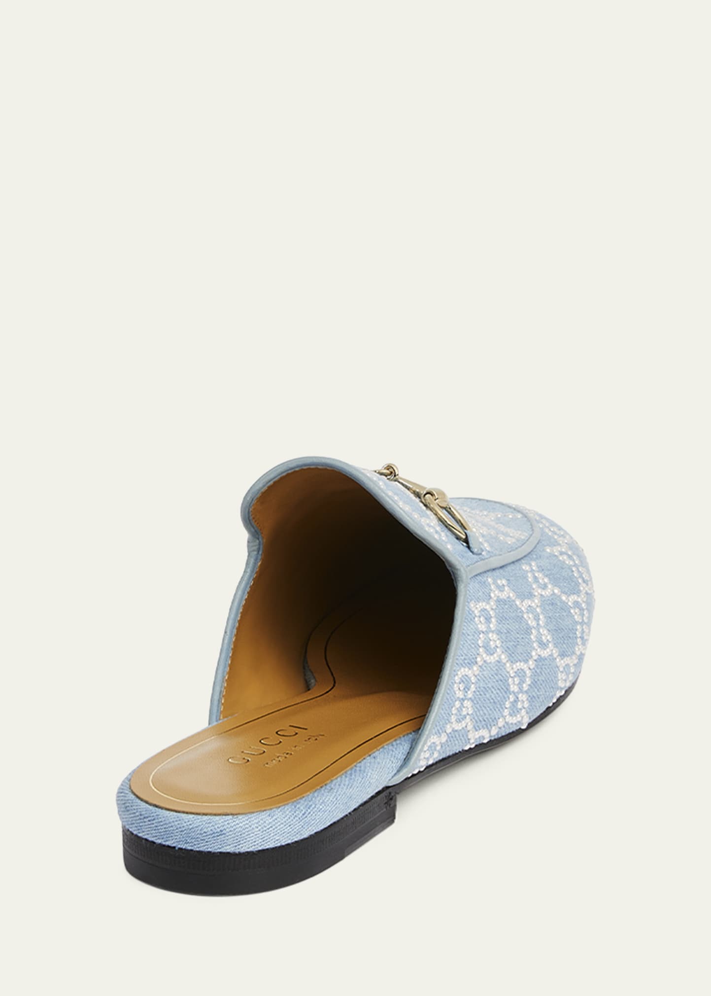 Gucci Princetown Pearly GG Denim Mules - Bergdorf Goodman