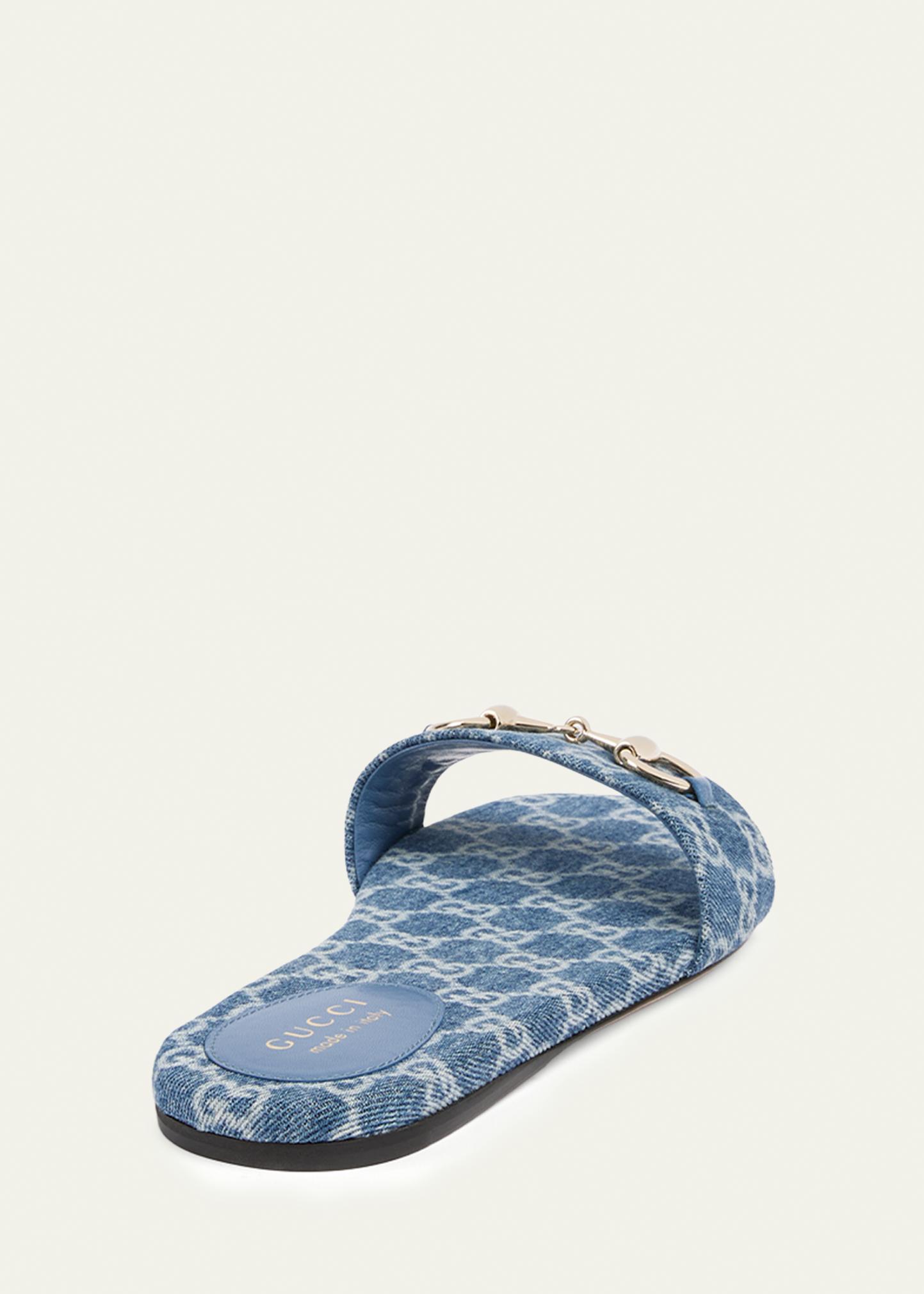 Gucci GG Denim Slide Sandals - Bergdorf Goodman