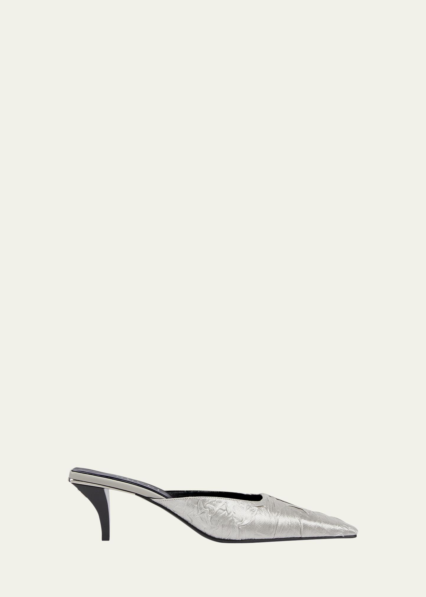 Gucci 55mm Textured Metallic Silk Mule Pumps - Bergdorf Goodman