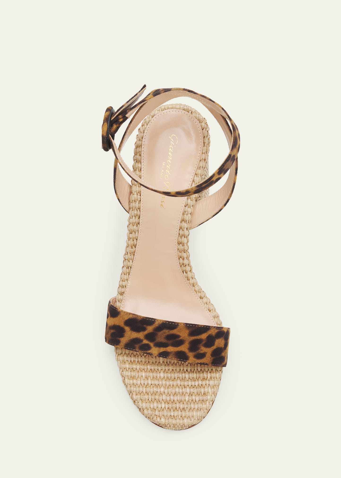 Gianvito Rossi 85mm Leopard-Printed Suede and Raffia Sandals