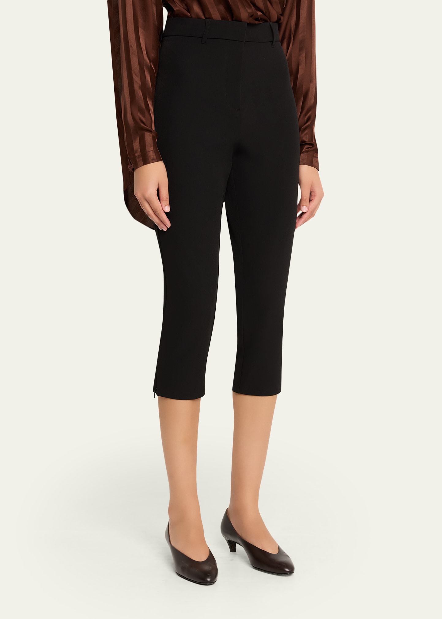 Ronny Kobo Andrew Zip-Hem Ponte Capri Pants - Bergdorf Goodman