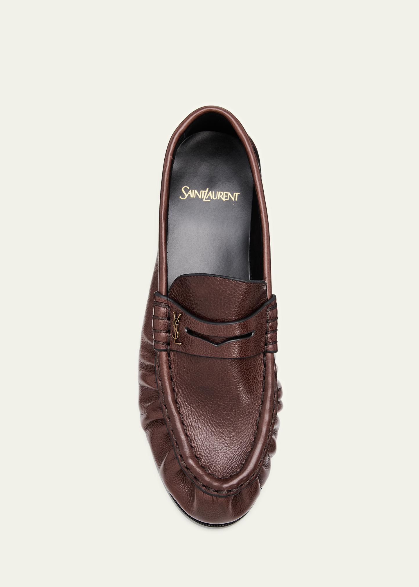 Saint Laurent Le Leather YSL Penny Loafers - Bergdorf Goodman