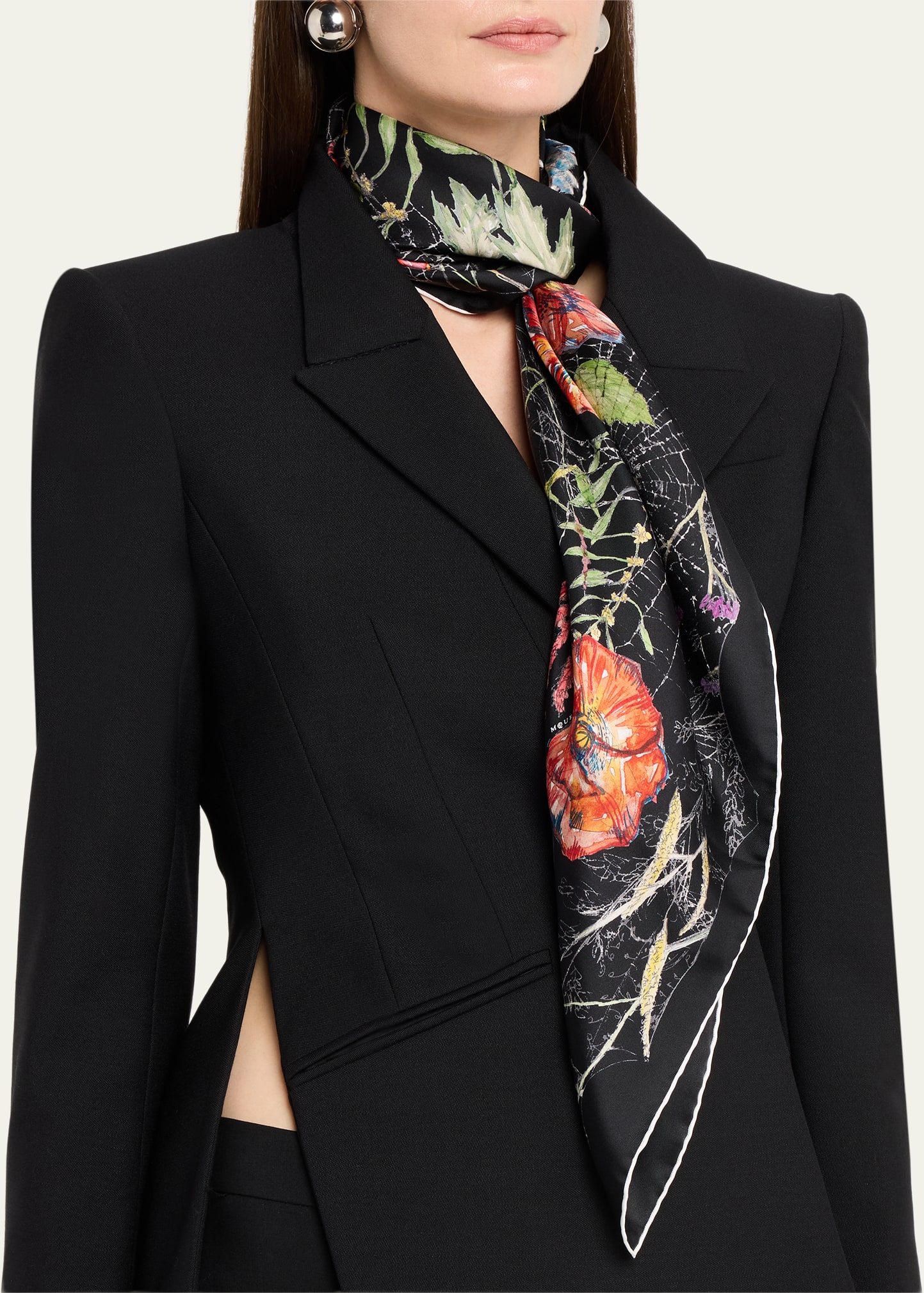 McQueen Spider Floral Silk Twill Scarf - Bergdorf Goodman