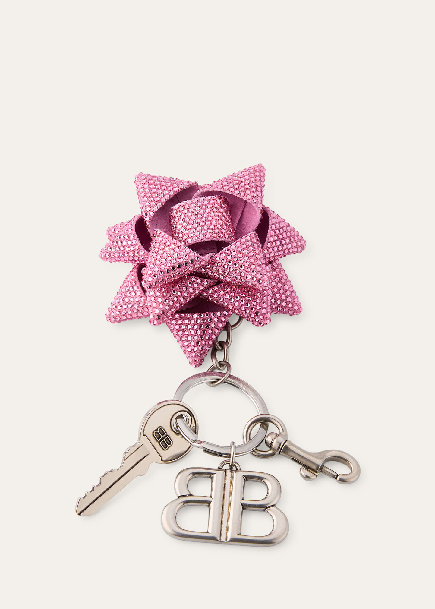BALENCIAGA ピンクリボンキーホルダー　バックチャーム　最終値下げ Balenciaga Pink Crystal Gifting Bow Key Ring Bag Charm - Bergdorf