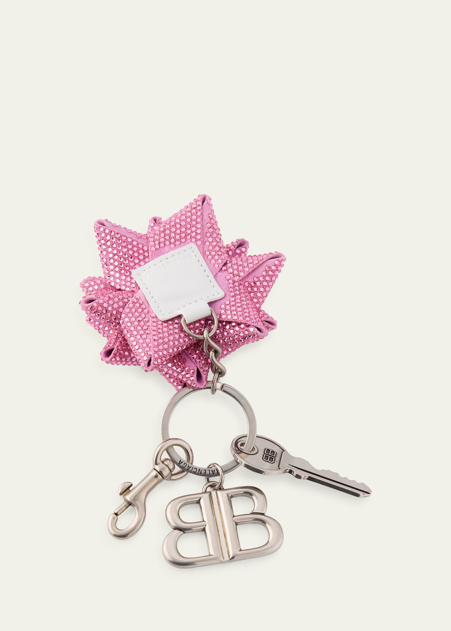 Balenciaga Pink Crystal Gifting Bow Key Ring Bag Charm - Bergdorf