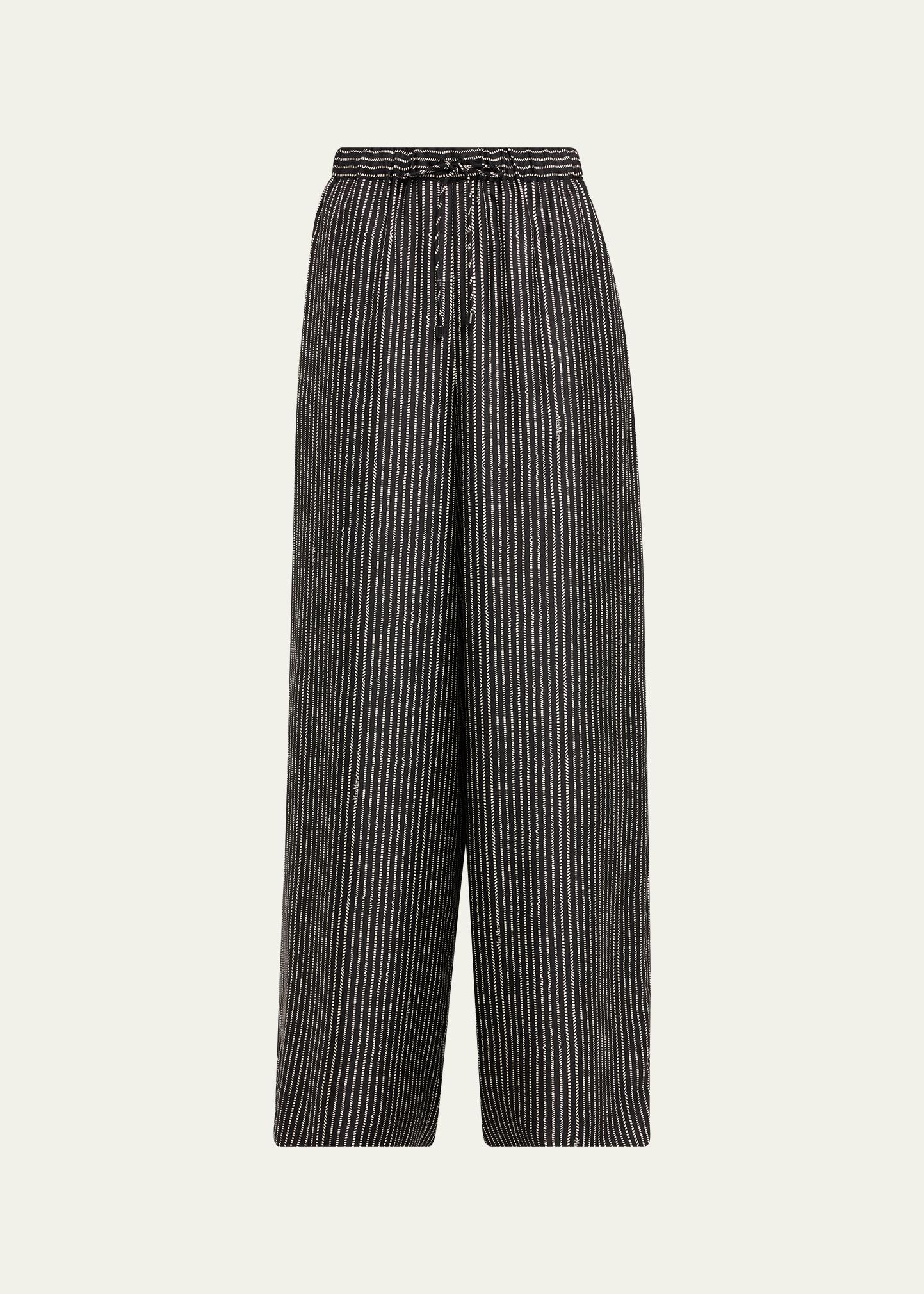 Max Mara Rope Pinstripe Wide-Leg Pull-On Pants - Bergdorf Goodman
