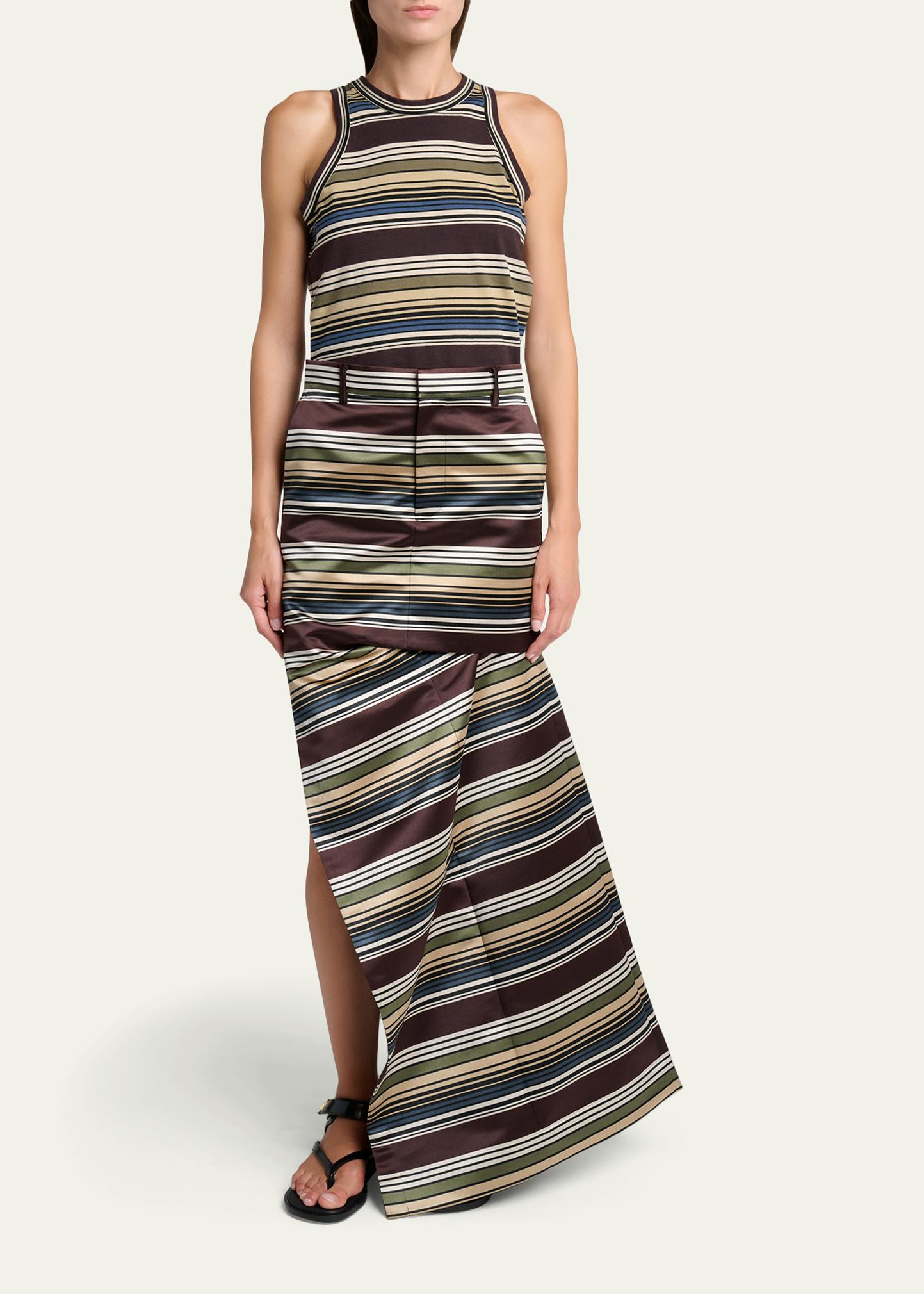 sacai Asymmetric Striped Satin Maxi Skirt - Bergdorf Goodman
