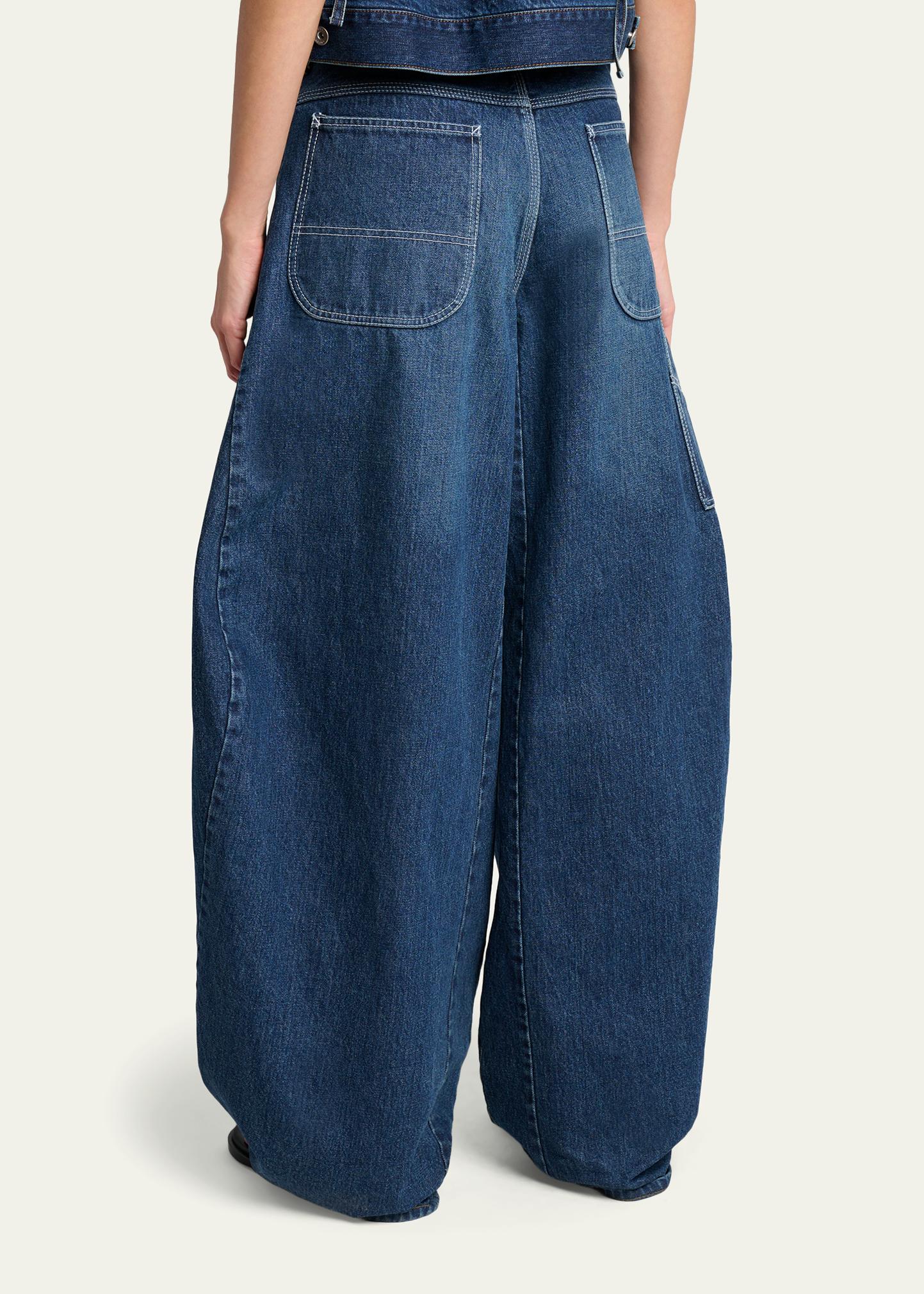 sacai Belted Denim Barrel-Leg Pants - Bergdorf Goodman