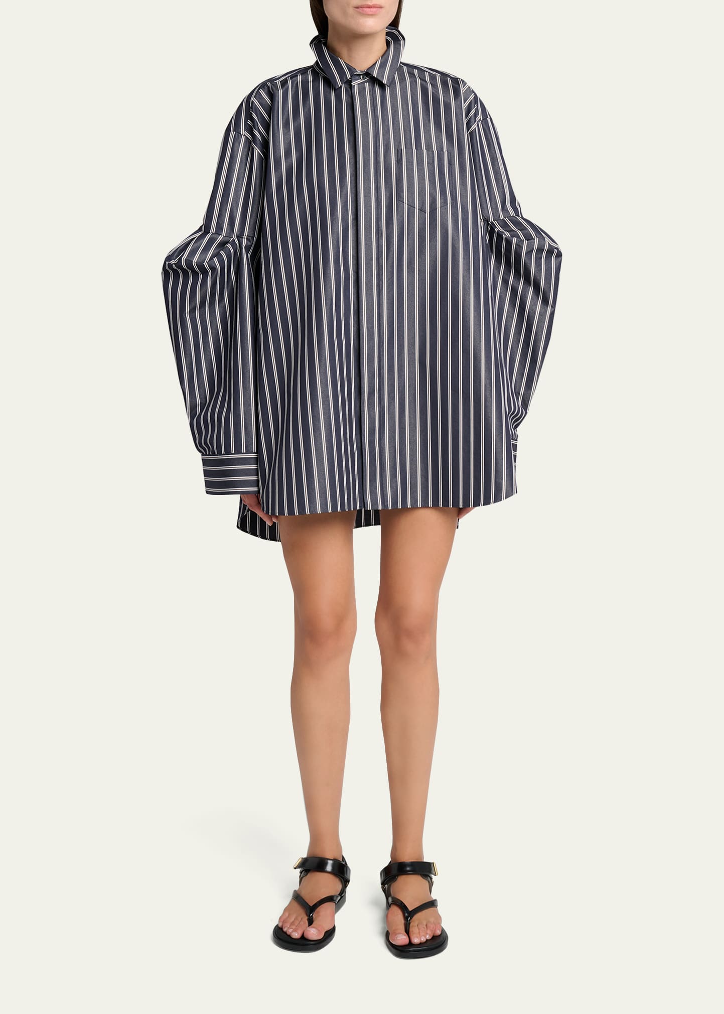 SACAI Striped Poplin Oversized Button-Down Shirt - Bergdorf Goodman