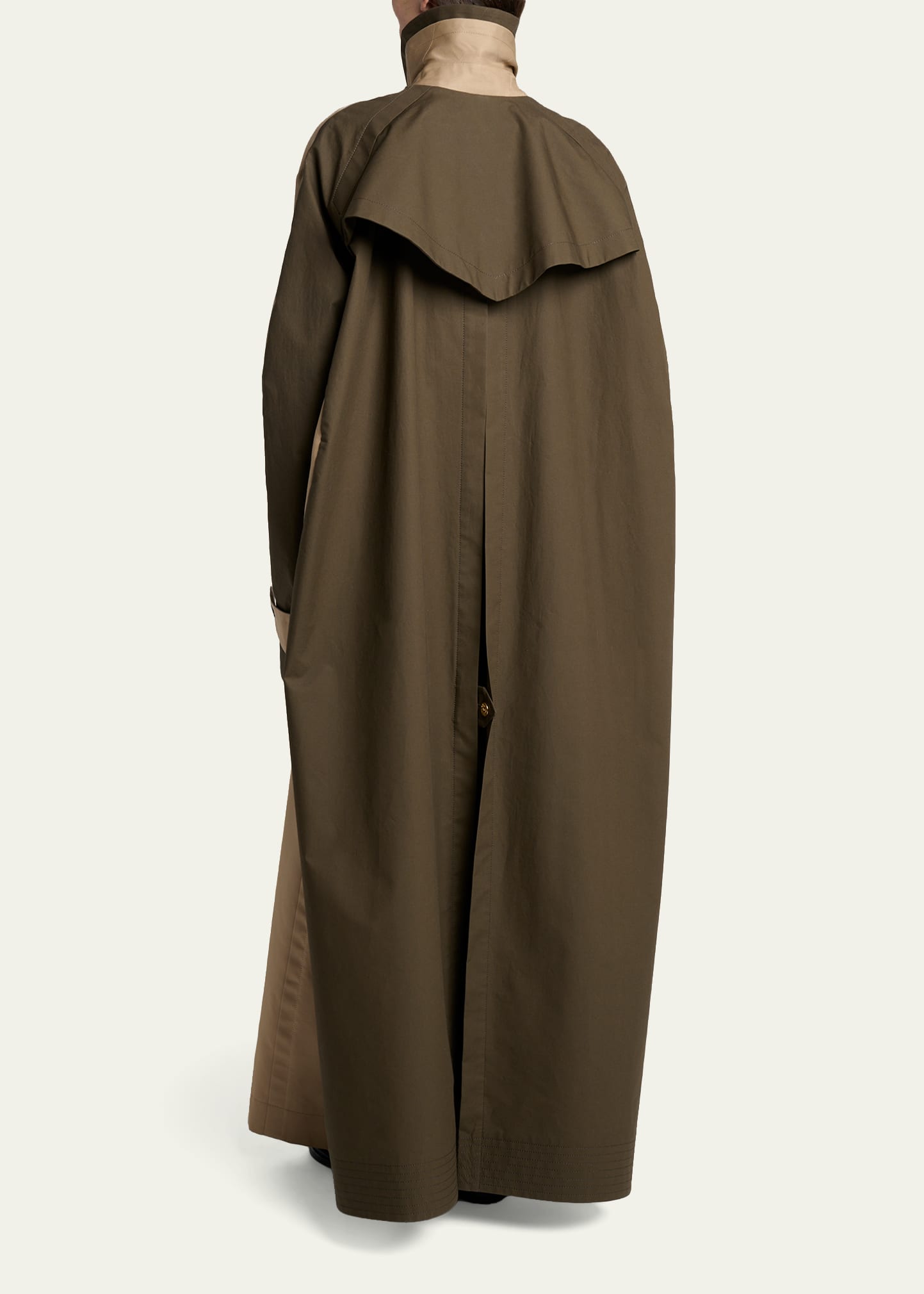 SACAI Colorblock Cotton Gabardine Long Trench Coat - Bergdorf Goodman