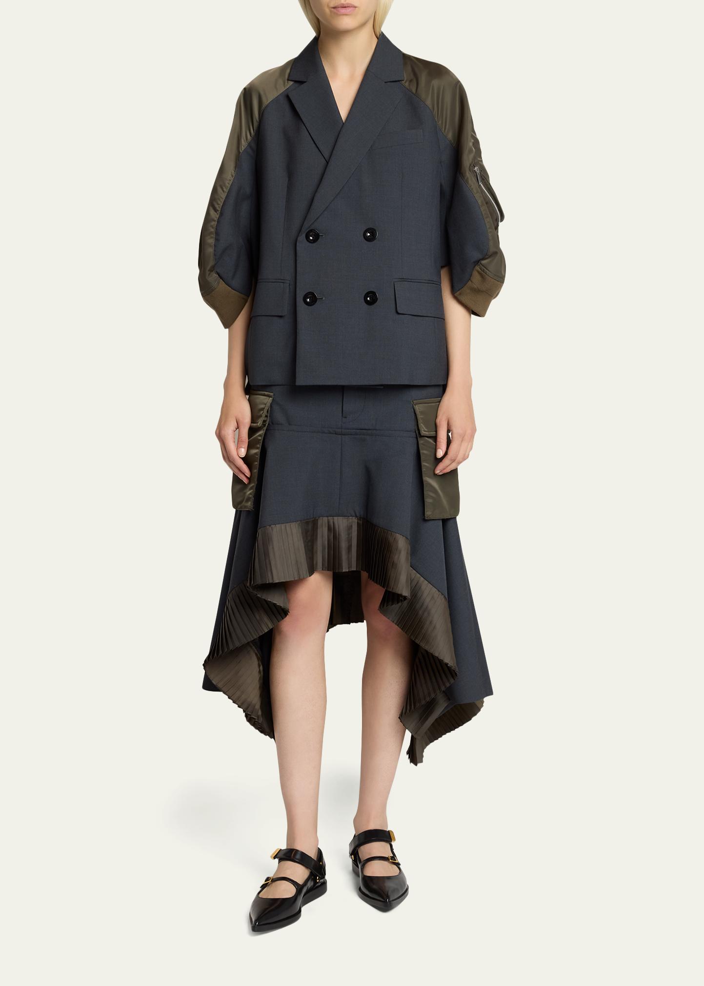 sacai Mixed-Media Handkerchief Midi Cargo Skirt - Bergdorf Goodman