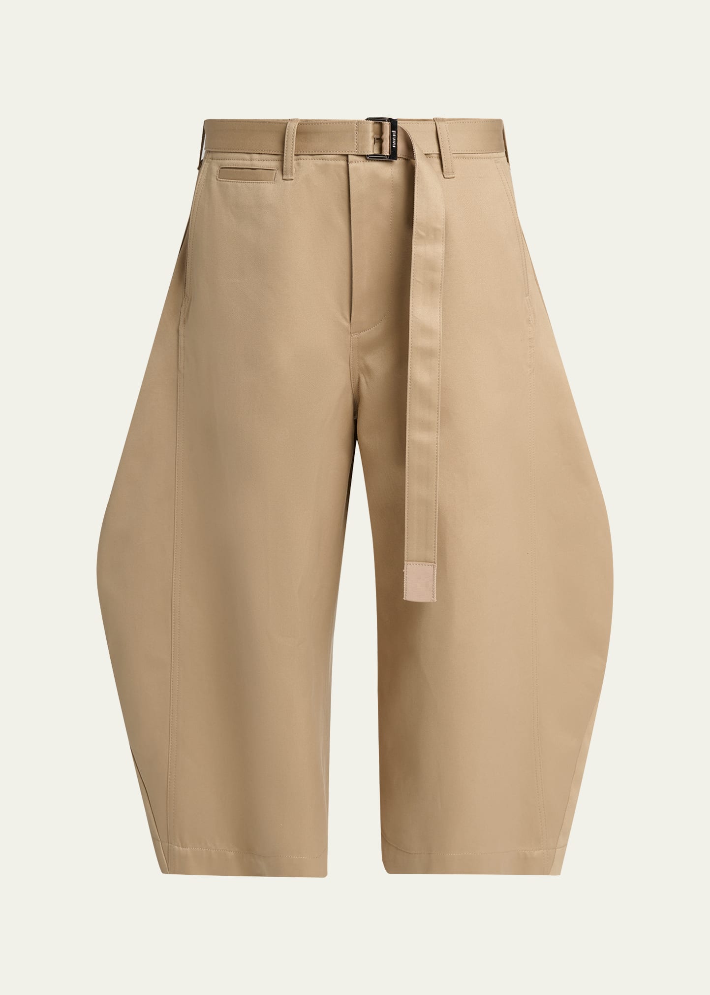 SACAI Belted Cotton Chino Barrel-Leg Crop Pants - Bergdorf Goodman