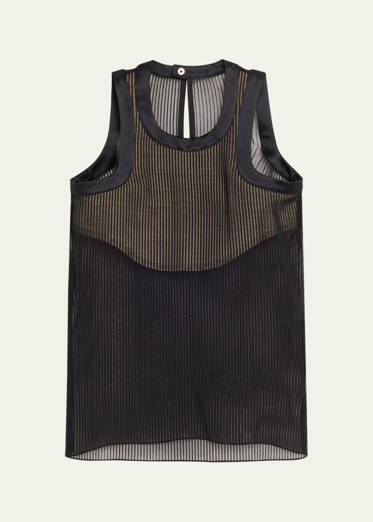 SACAI Striped Chiffon Tank Top - Bergdorf Goodman