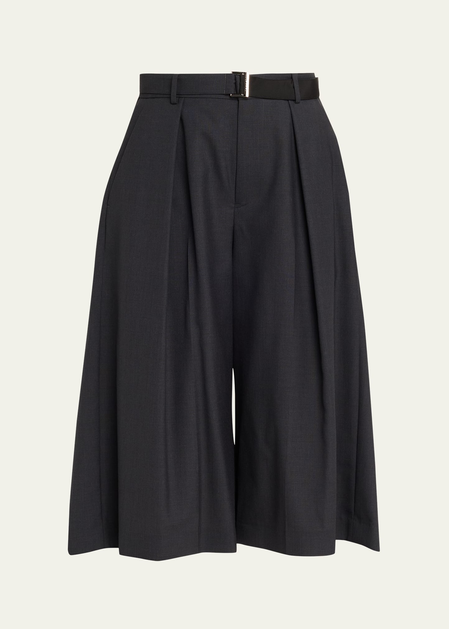 SACAI Pleated Wide-Leg Culotte Suiting Pants - Bergdorf Goodman