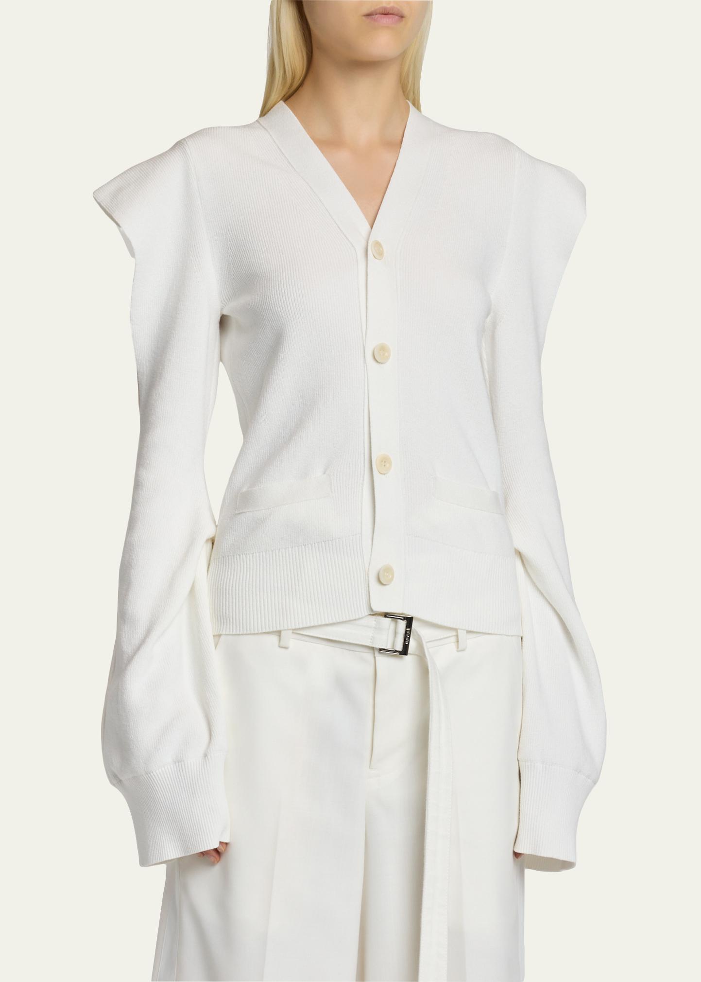 sacai Cold-Shoulder V-Neck Cardigan - Bergdorf Goodman