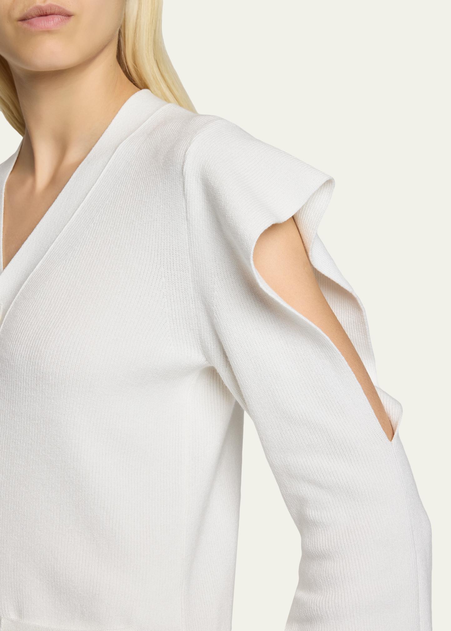 sacai Cold-Shoulder V-Neck Cardigan - Bergdorf Goodman