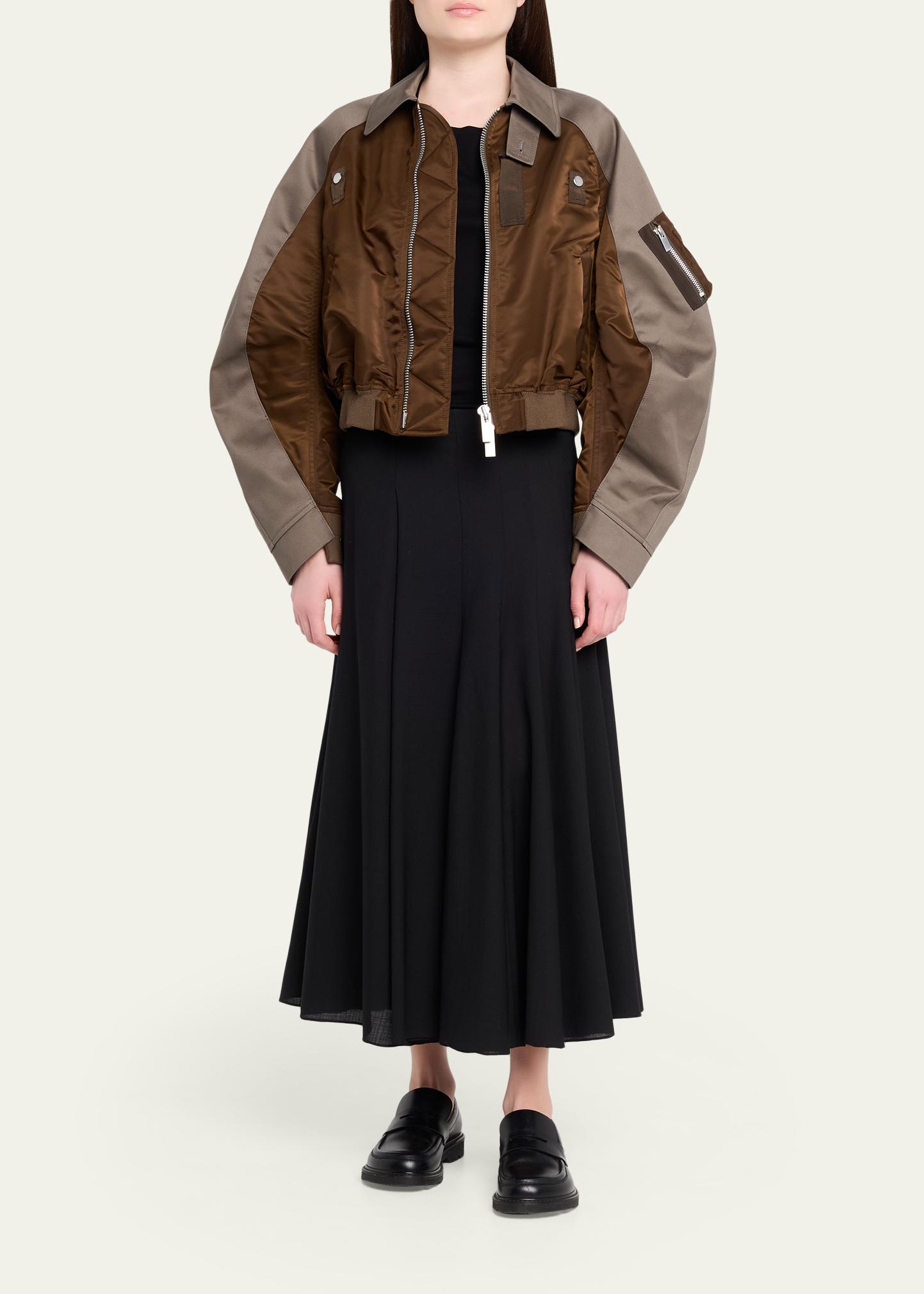 sacai Mixed-Media Cotton Chino And Nylon Bomber Jacket - Bergdorf