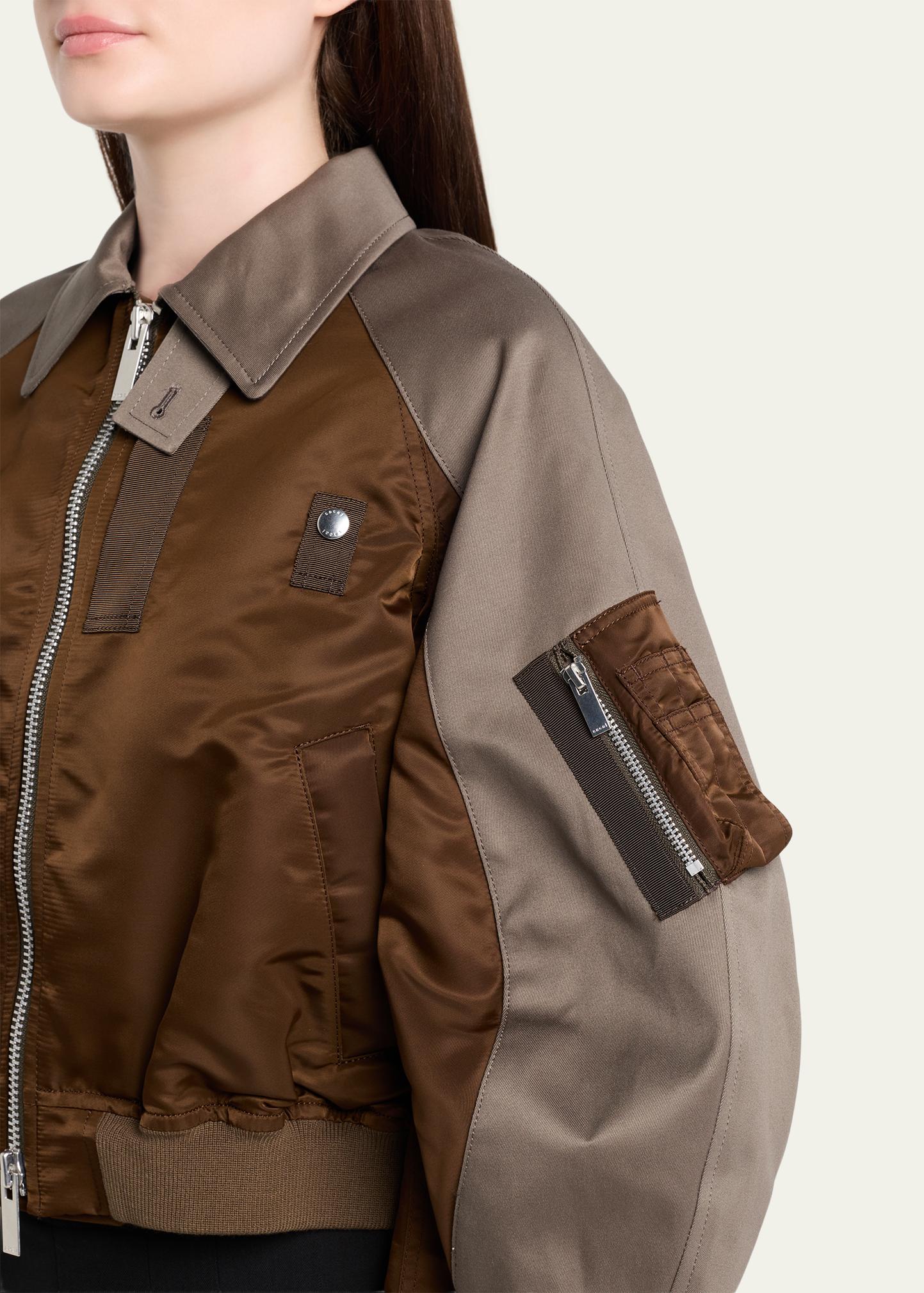 sacai Mixed-Media Cotton Chino And Nylon Bomber Jacket - Bergdorf