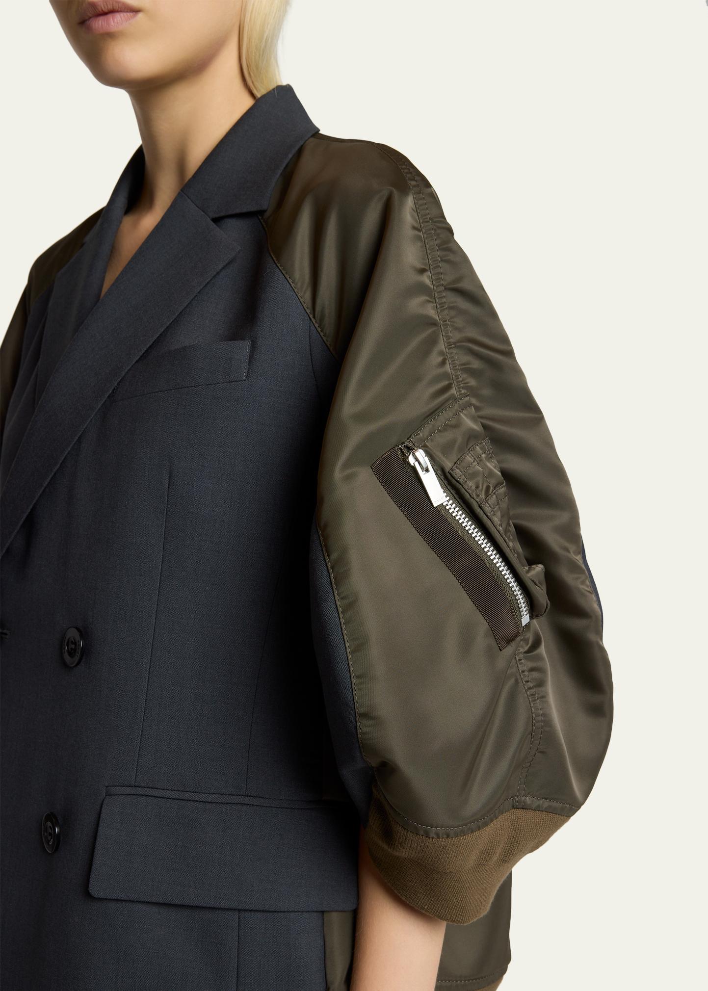 SACAI Mixed-Media Suiting Bomber Jacket - Bergdorf Goodman
