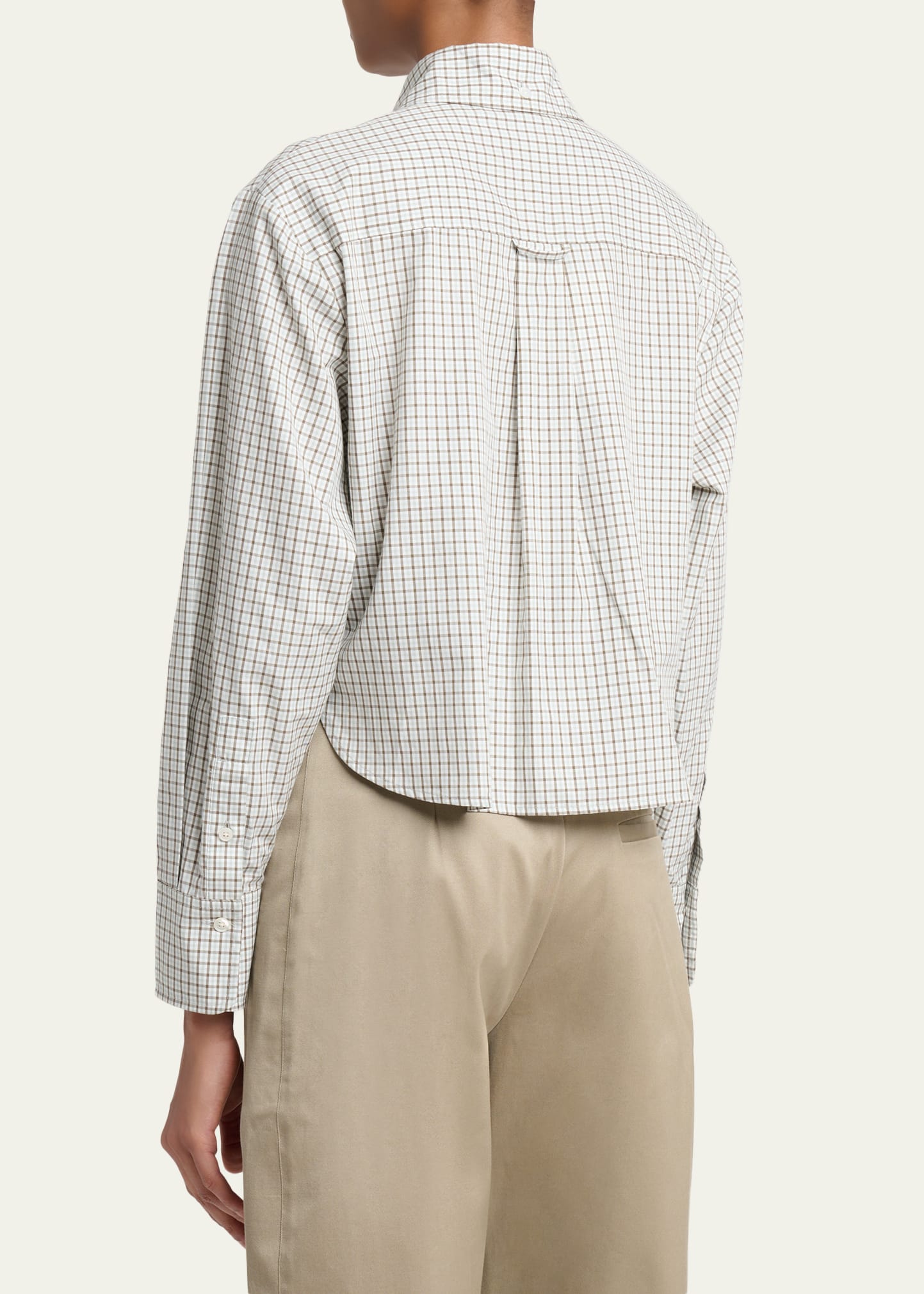Proenza Schouler White Label Olive Cropped Check Shirt - Bergdorf