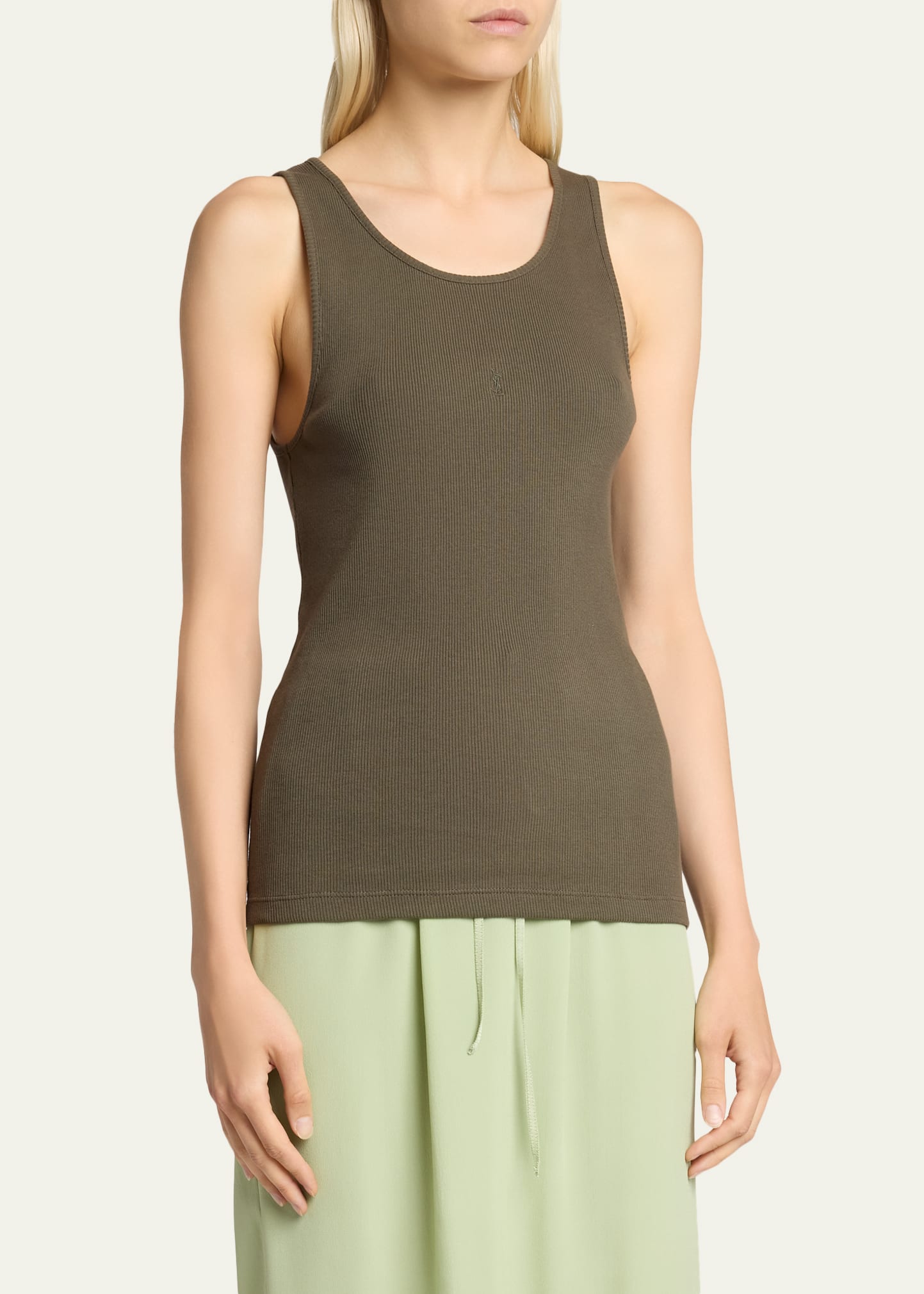 Saint Laurent YSL Embroidered Tank Top - Bergdorf Goodman