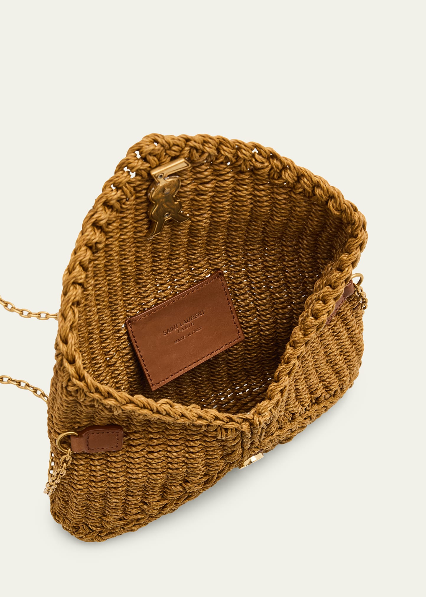 Saint Laurent Cassandre YSL Woven Raffia Shoulder Bag Pouch Bag
