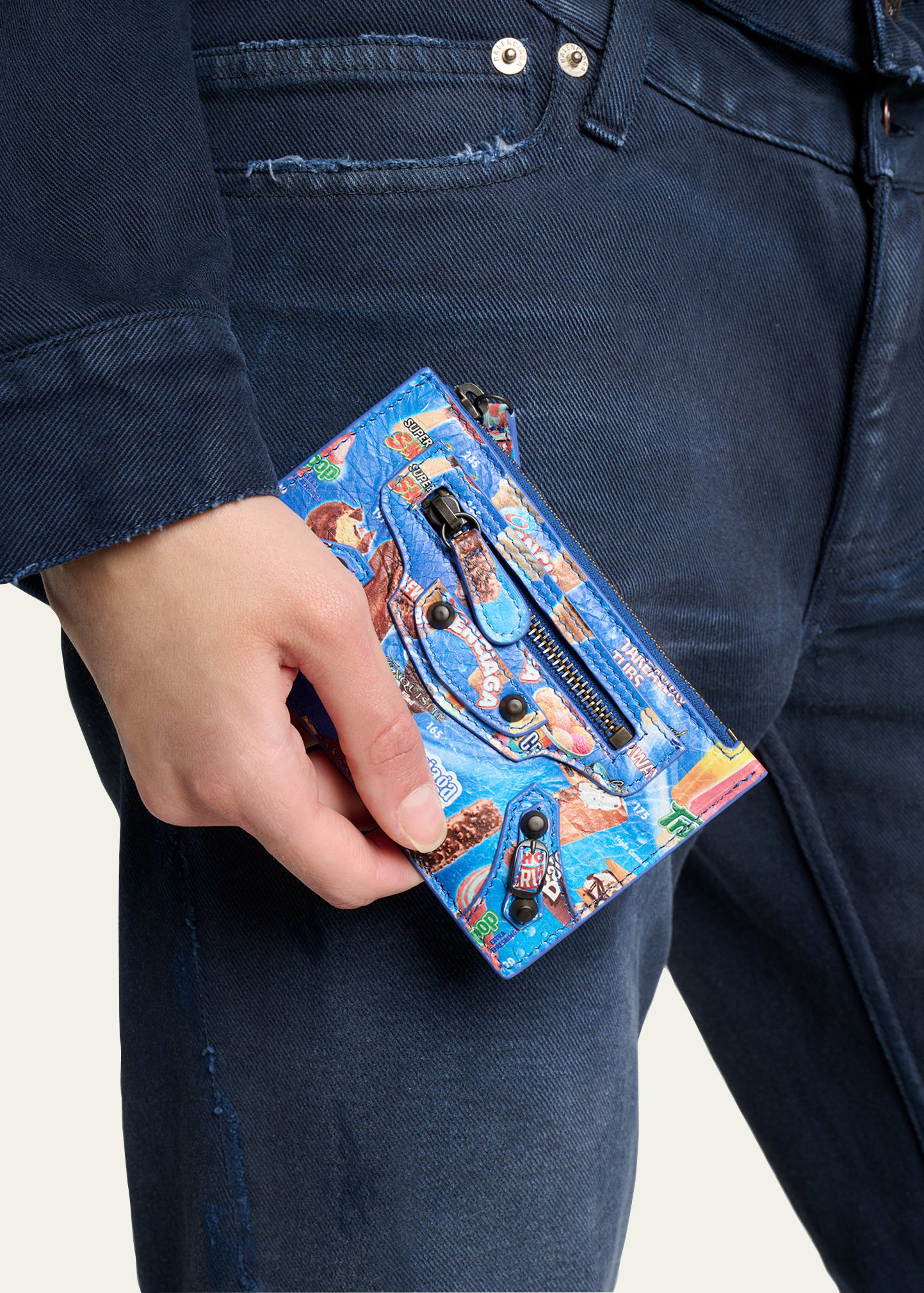 Balenciaga Le City Graphic Leather Long Coin and Card Holder