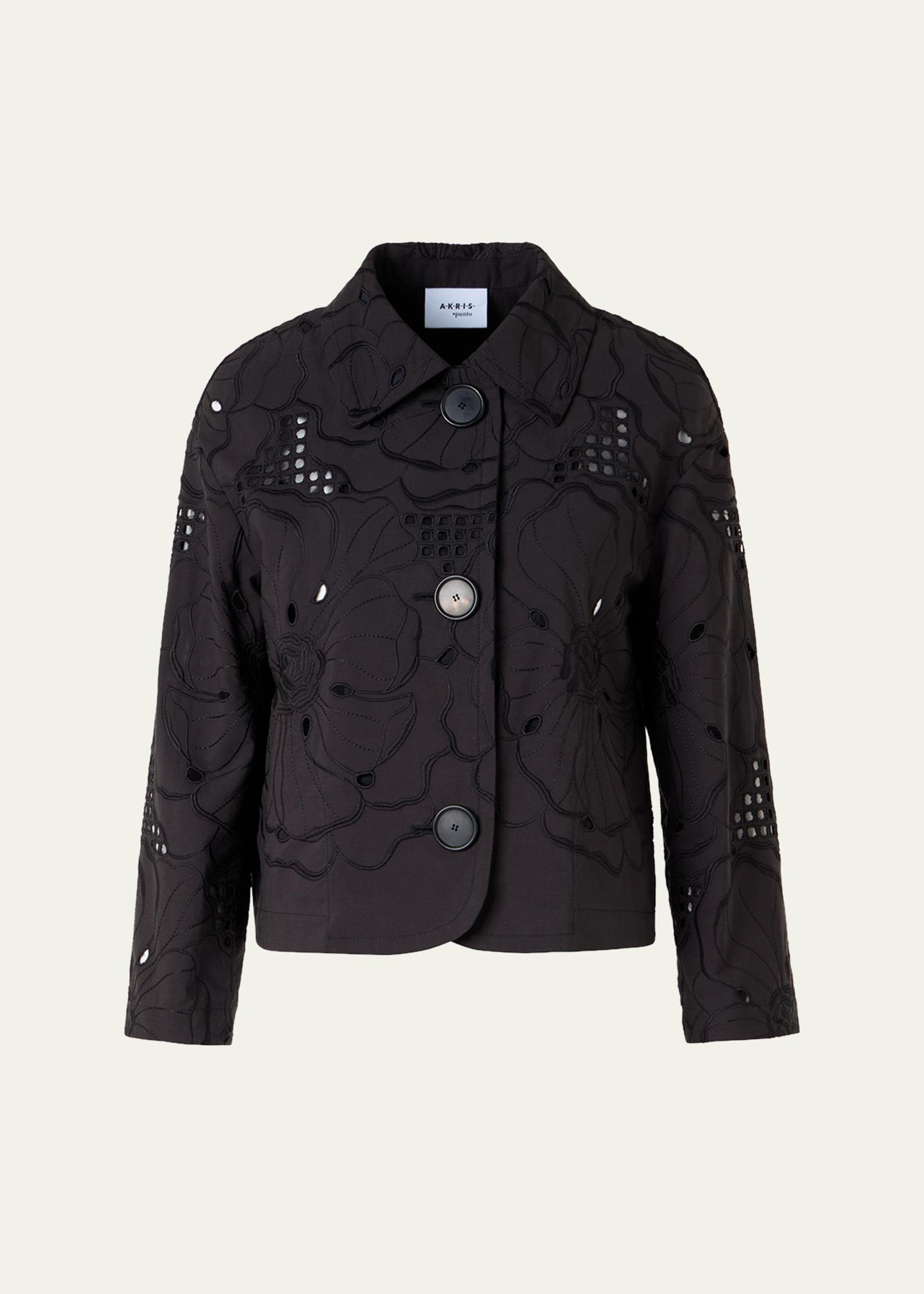 Akris punto Flower Eyelet Jacket in Cotton Poplin - Bergdorf Goodman