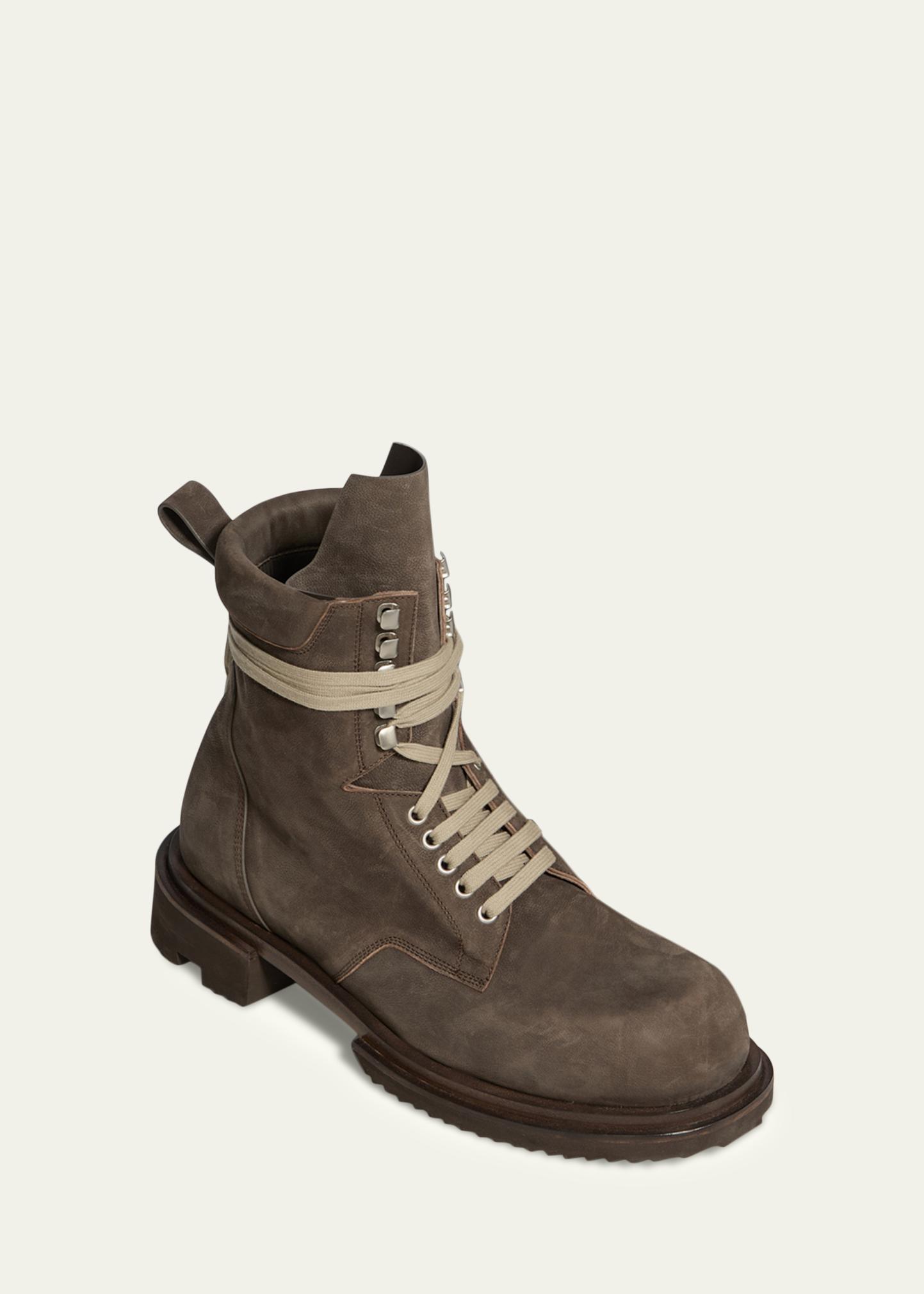 Rick Owens Men's Low Army Gabe Leather Lace-Up Ankle Boots