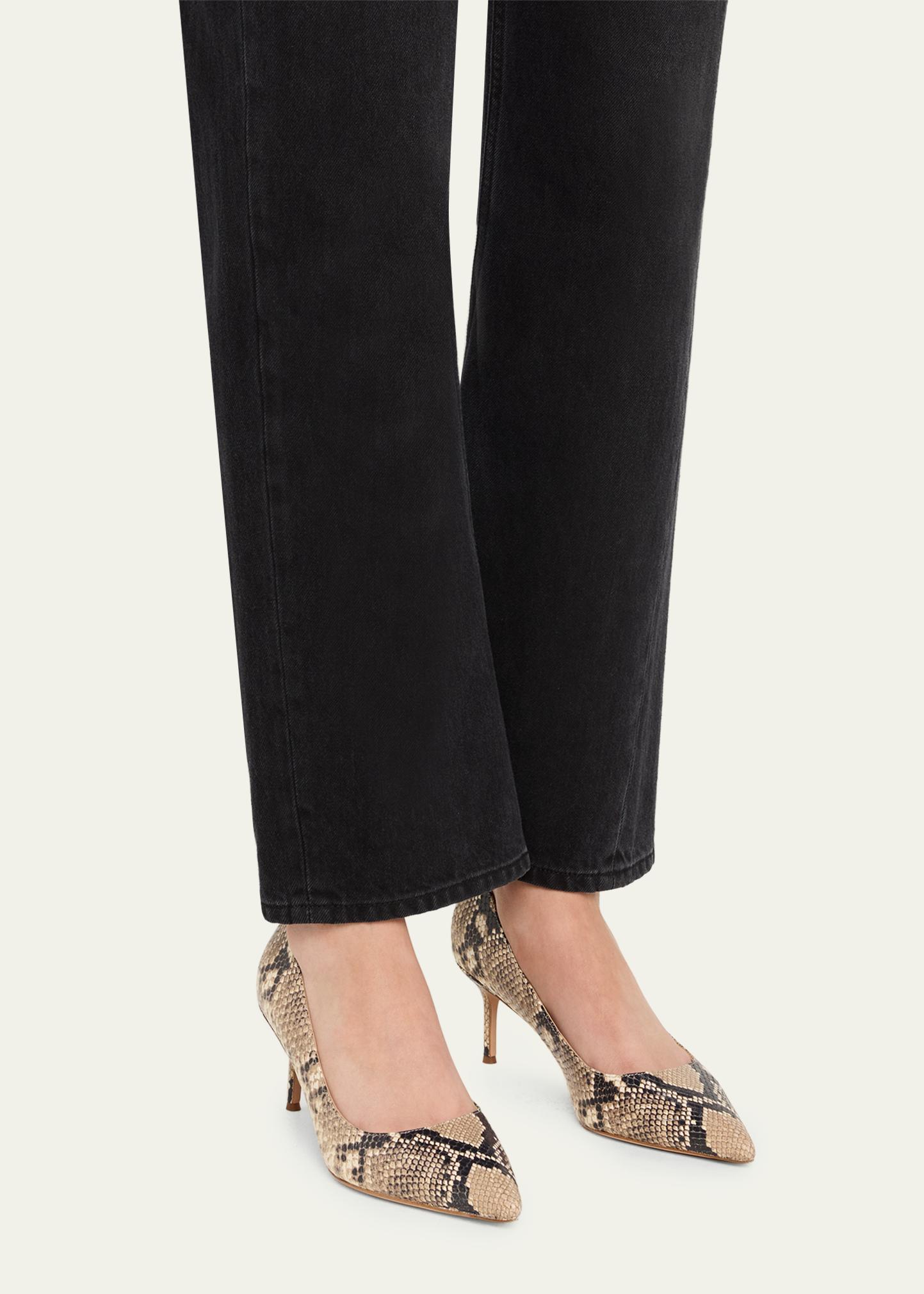 Veronica Beard Rita Snake-Embossed Leather Pointed-Toe Pumps